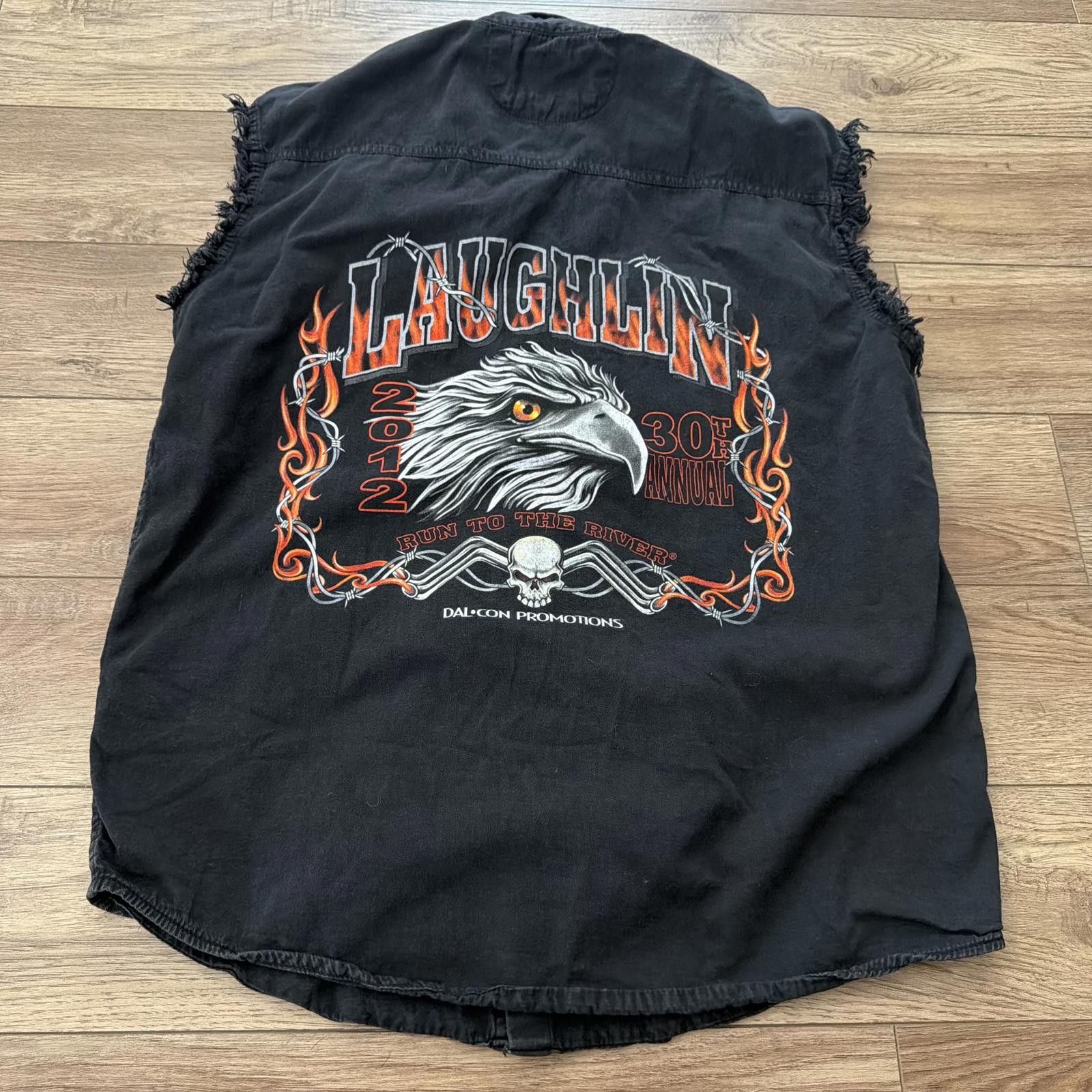 Other Laughlin River 2012 Motorcycle Biker Eagle Cut-Off Shirt XL Size US XL / EU 56 / 4 - 1 Thumbnail