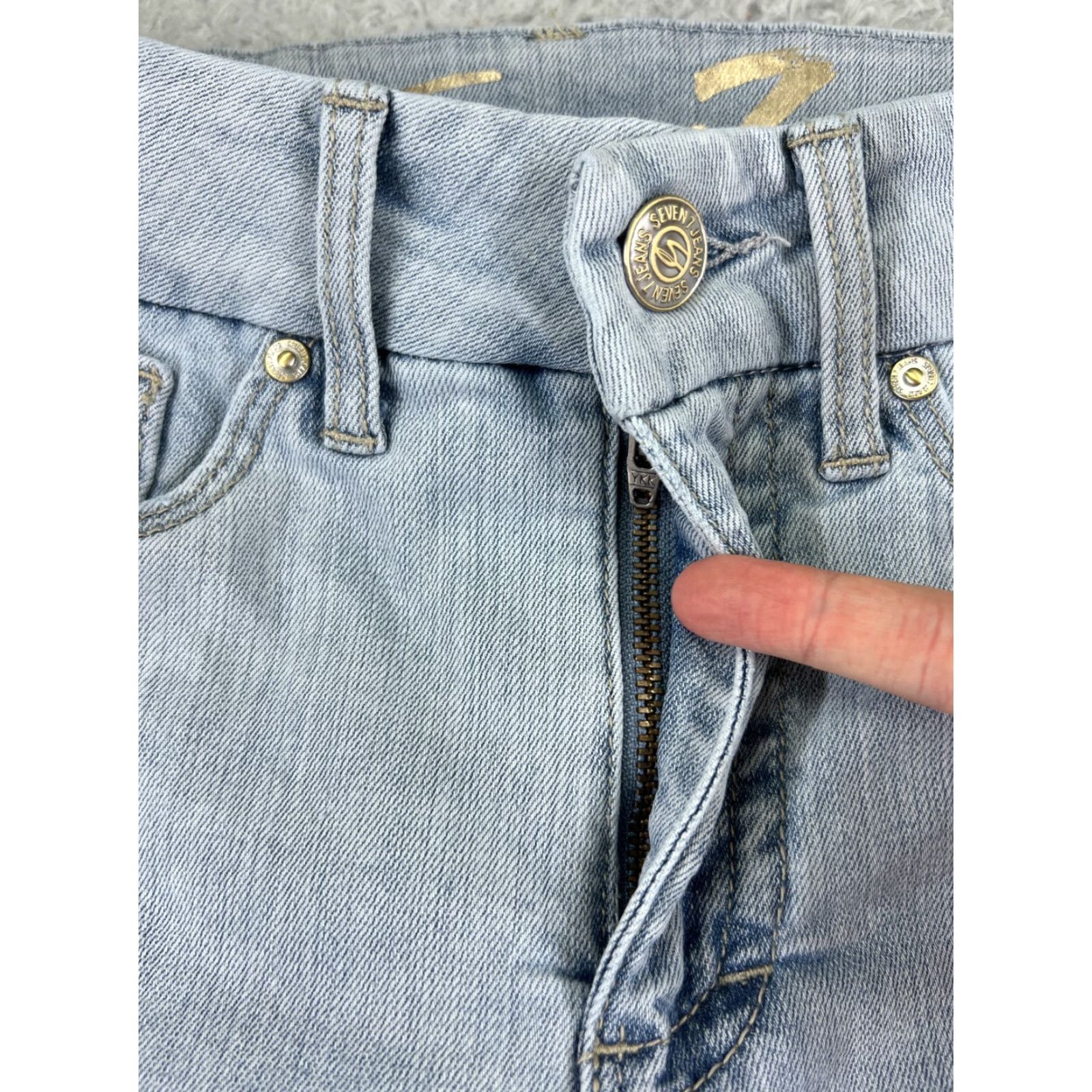 Vintage Seven7 Pants Women 6 Blue Denim Jean Skinny High Rise Distressed 27x29 Size 28" / US 6 / IT 42 - 5 Thumbnail