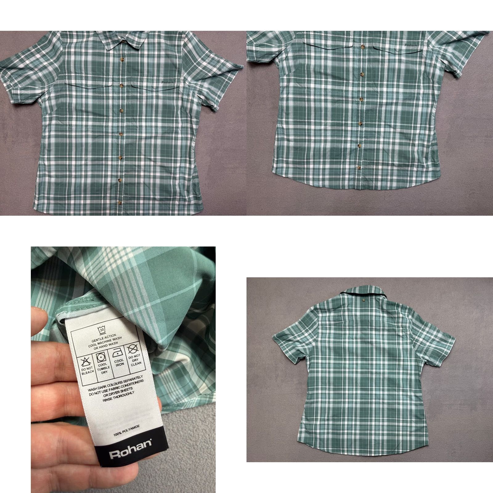 Vintage Rohan Green Button-Up Shirt Womens size 12 Short Sleeve Outdoor Hiking, Collared, Regular Size XL / US 12-14 / IT 48-50 - 8 Thumbnail