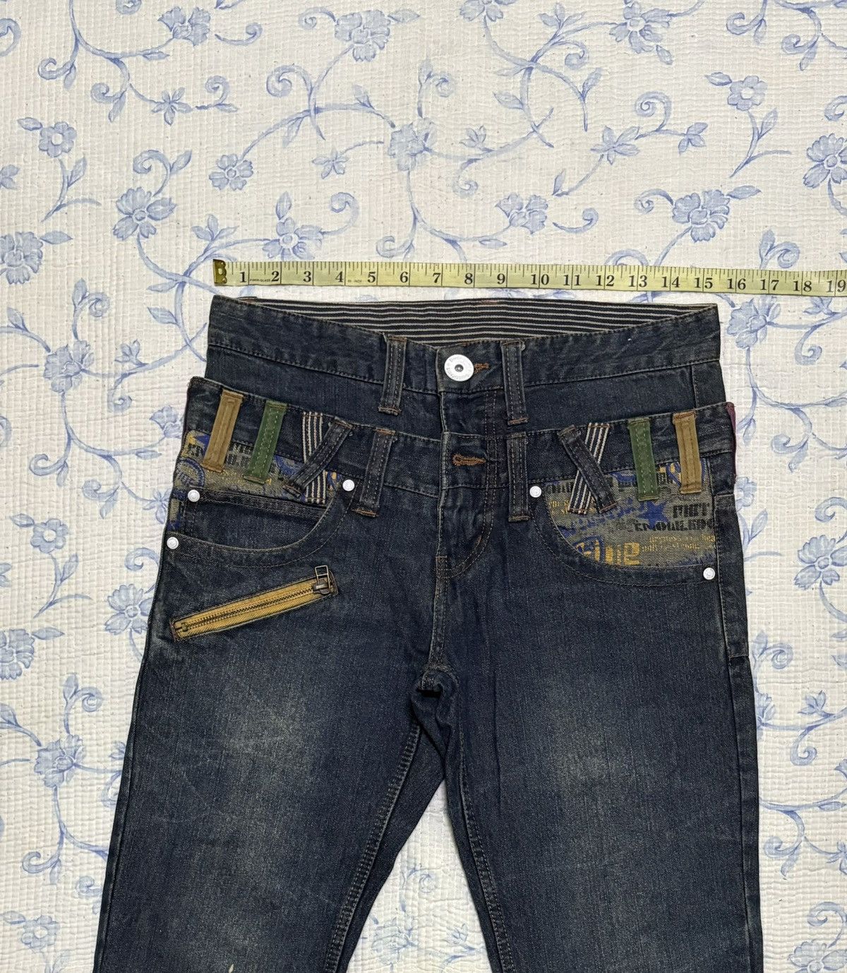 Japanese Brand Japanese Doublefocus Double Waist Jeans Low Flared Denim Size US 31 - 3 Thumbnail