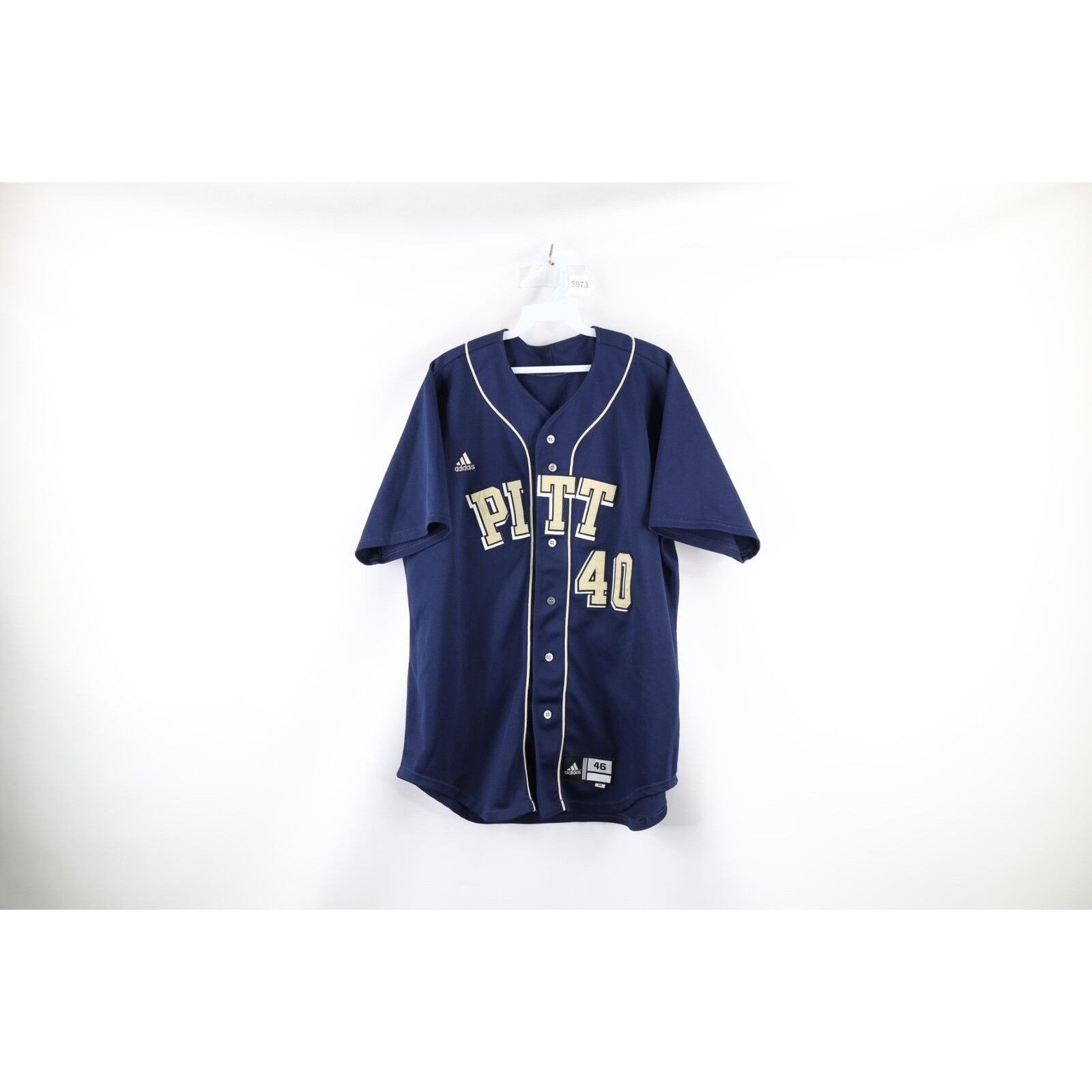 image of Adidas Game Worn University Of Pittsburgh Baseball Jersey in Blue, Men's (Size 2XL)