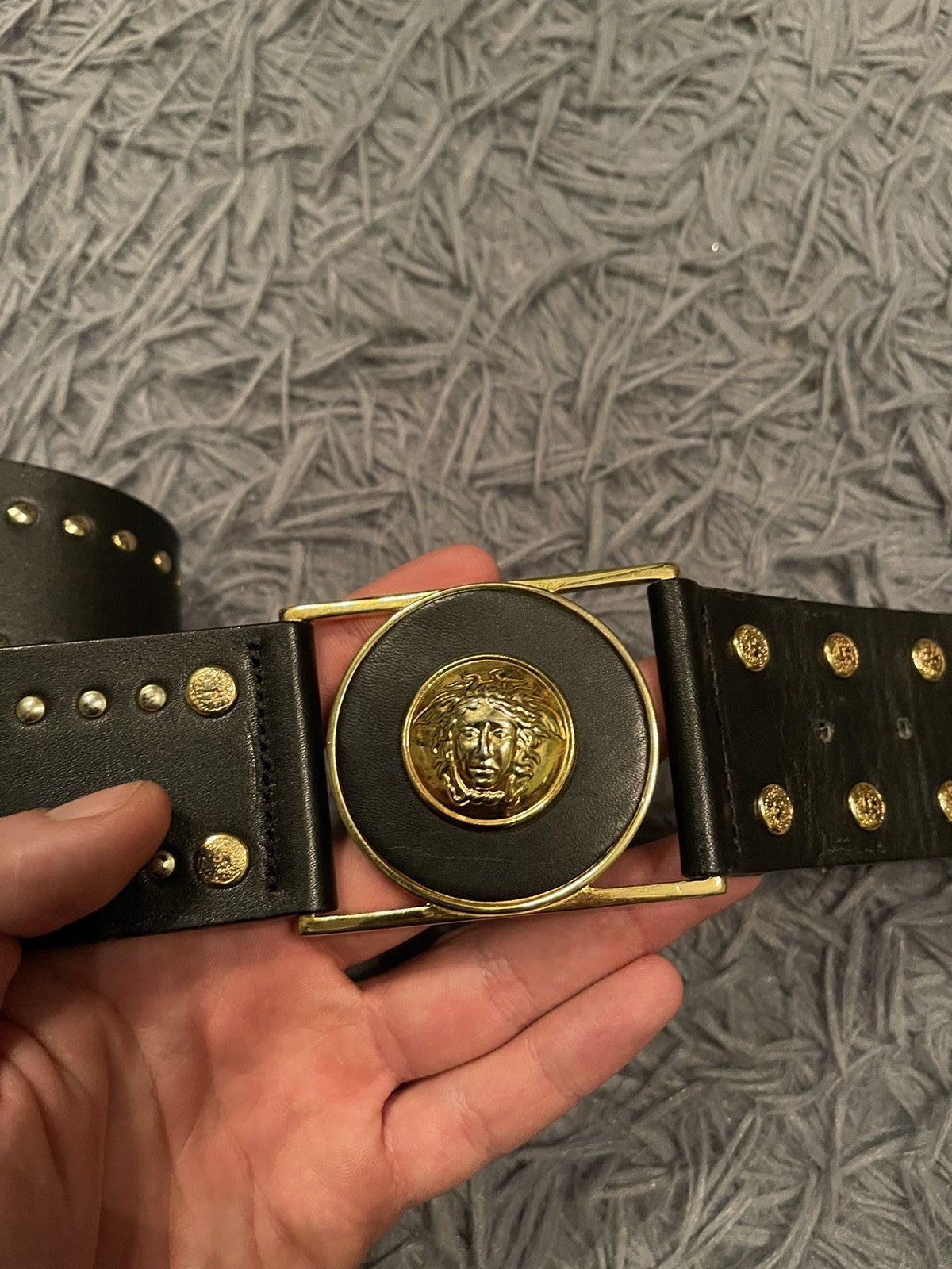 Versace Gianni Versace 90s archive Medusa logo real leather belt Size 30 - 4 Thumbnail