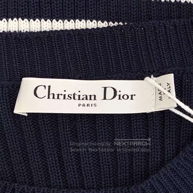 Dior Dior Black logo letter round neck cotton knitted short-sle Size S / US 4 / IT 40 - 6 Thumbnail