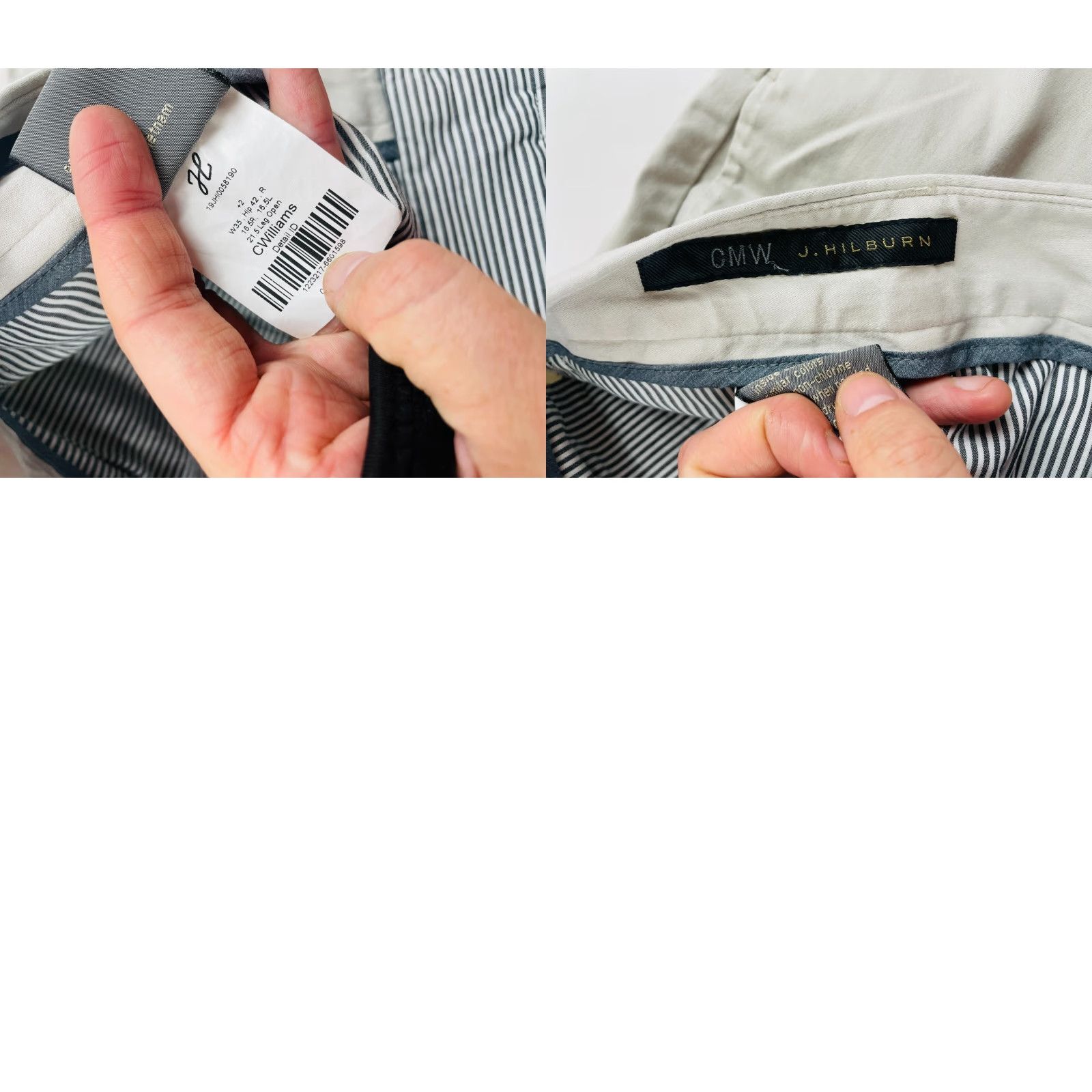 Vintage J.Hilburn Shorts Mens 35 Beige Flat Front Chino Outdoor Classic Cotton Spandex Pockets Size US 34 / EU 50 - 8 Thumbnail