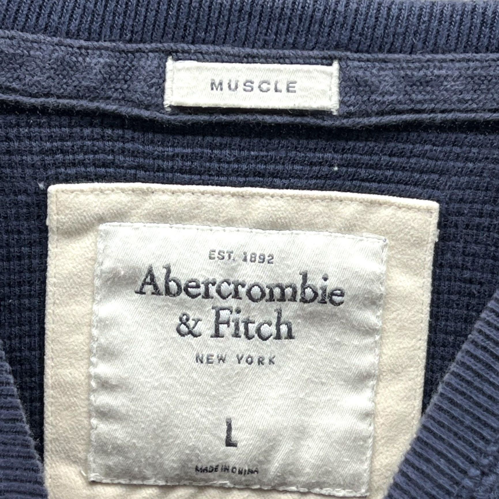 Abercrombie & Fitch Abercrombie & Fitch Shirt Mens L Blue Thermal Muscle A Logo Long Sleeve Size US L / EU 52-54 / 3 - 7 Thumbnail