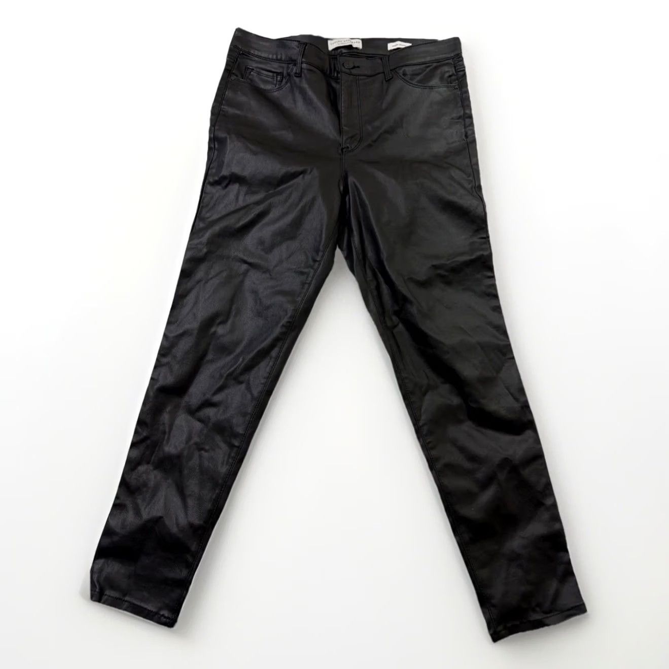Sanctuary SOCIAL STANDARD by SANCTUARY Mid-Rise Ankle Skinny Coated Pants Black 12 Women Size 34" / US 12 / IT 48 - 2 Thumbnail