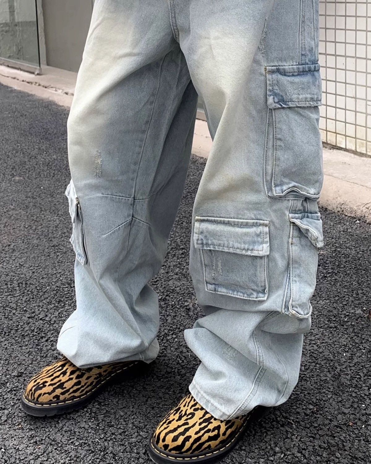 Japanese Brand × Jean Multi pocket utility grunge washed cargo loose fit jeans Size US 33 - 6 Thumbnail