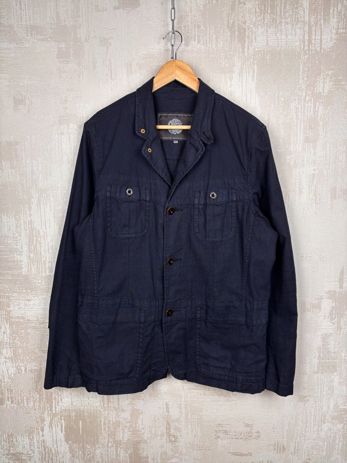 Pretty Green Pretty Green Linen / Cotton Pockets Jacket Navy Size US L / EU 52-54 / 3 - 2 Thumbnail