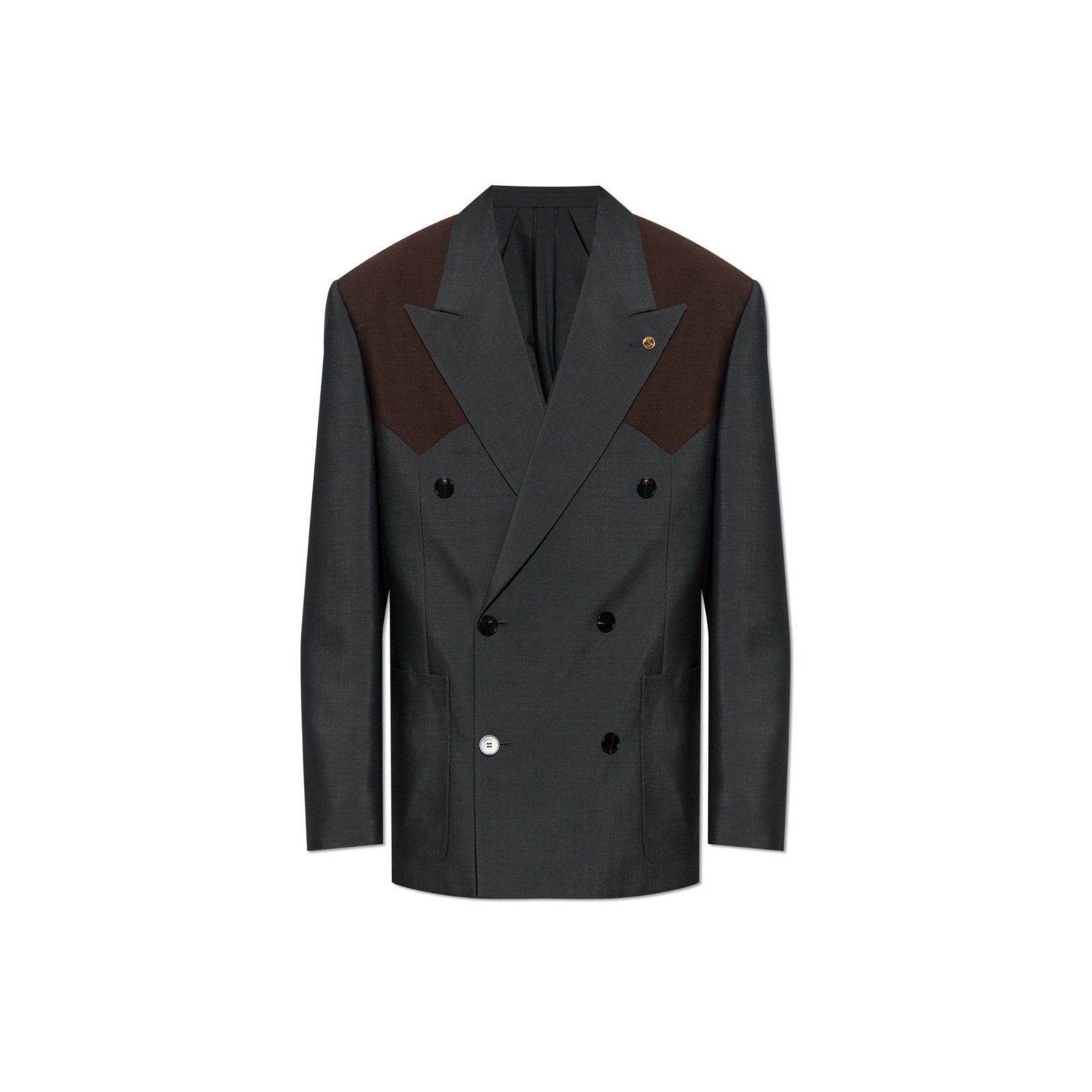 Versace VERSACE Grey Double-Breasted Blazer With A Single Vent New A Size US S / EU 44-46 / 1 - 1 Preview