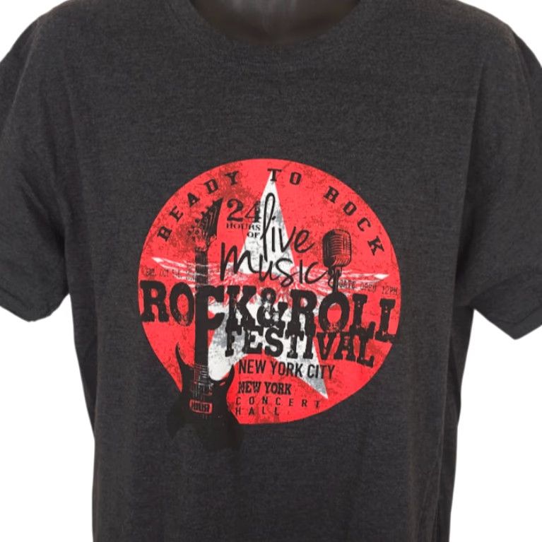 Jerzees Rock & Roll Festival T Shirt Mens Size Large Gray New York City Live Music Shirt Mens L Gray Music Rock Festival T-Shirt Mens Size US L / EU 52-54 / 3 - 2 Thumbnail