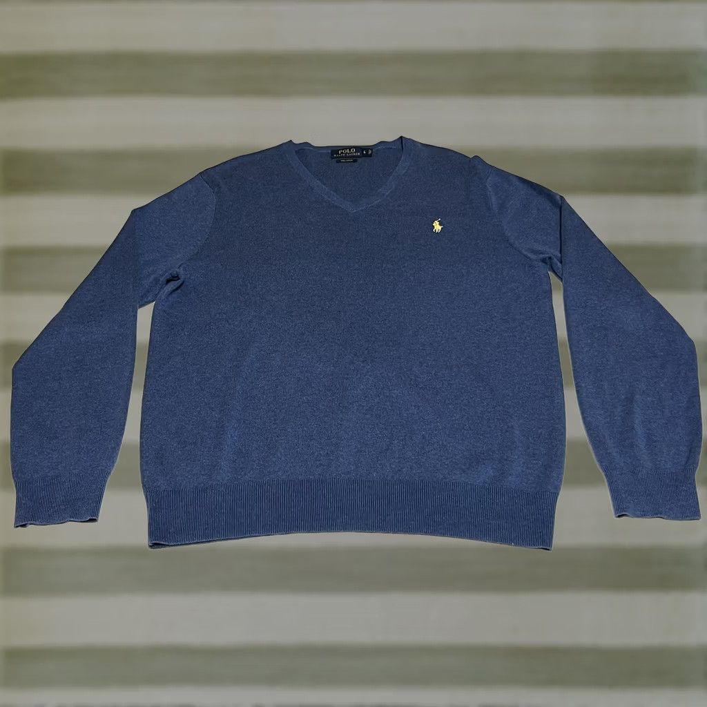 Polo Ralph Lauren Polo Ralph Lauren Sweater Mens L Blue V-Neck Pima Cotton Pullover Sweater Size US L / EU 52-54 / 3 - 1 Thumbnail
