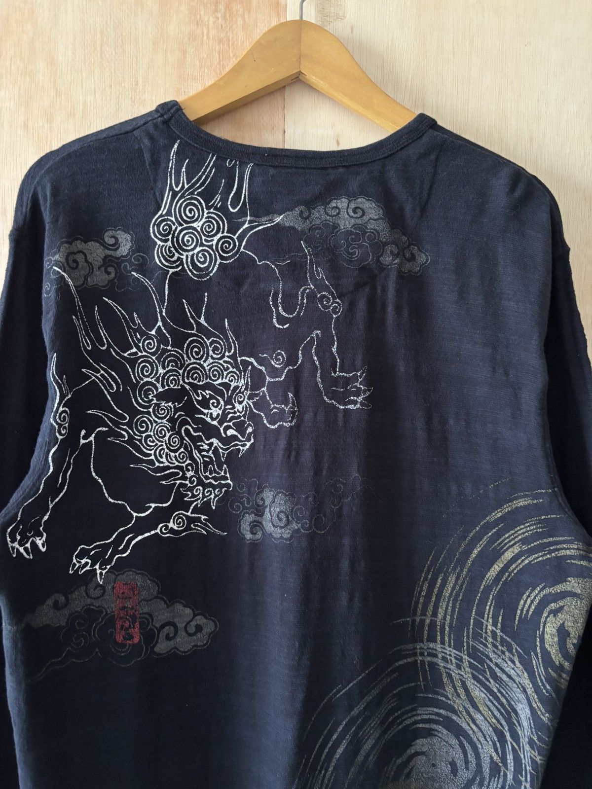 Karakuri Tamashii Japanese Souvenir Sukajan Fujin and Dragon Art Long Sleeve Size US L / EU 52-54 / 3 - 7 Thumbnail
