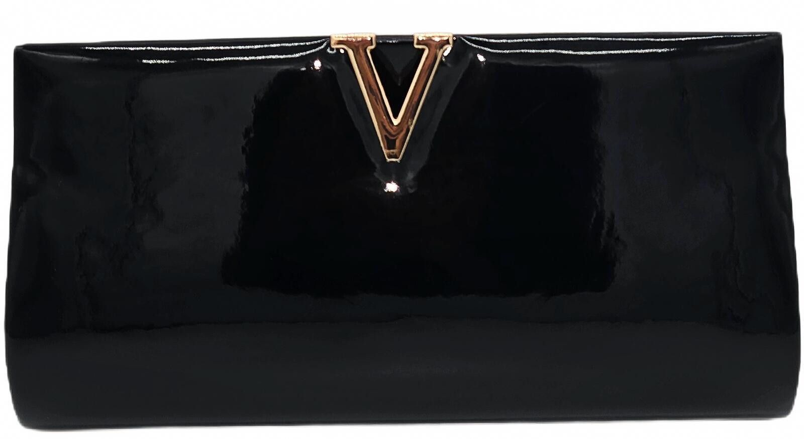 Other Black Faux Leather Clutch with Gold Chain Size ONE SIZE - 1 Thumbnail