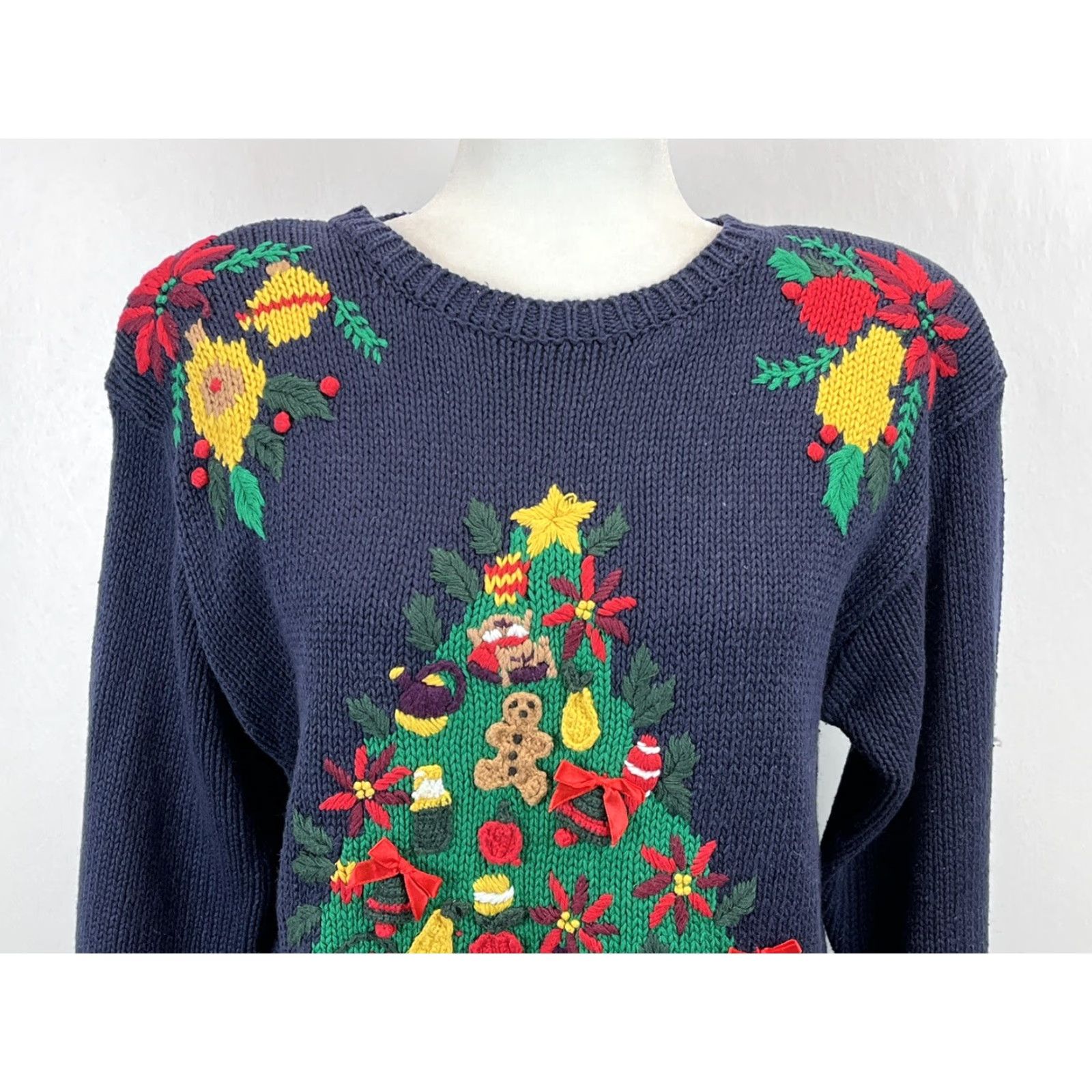 Vintage VINTAGE Bryn Connelly Christmas Sweater Shirt Women’s Small Navy 1980s Deadstock Ramie Blend NWT NOS Christmas Party Women Size S / US 4 / IT 40 - 5 Thumbnail