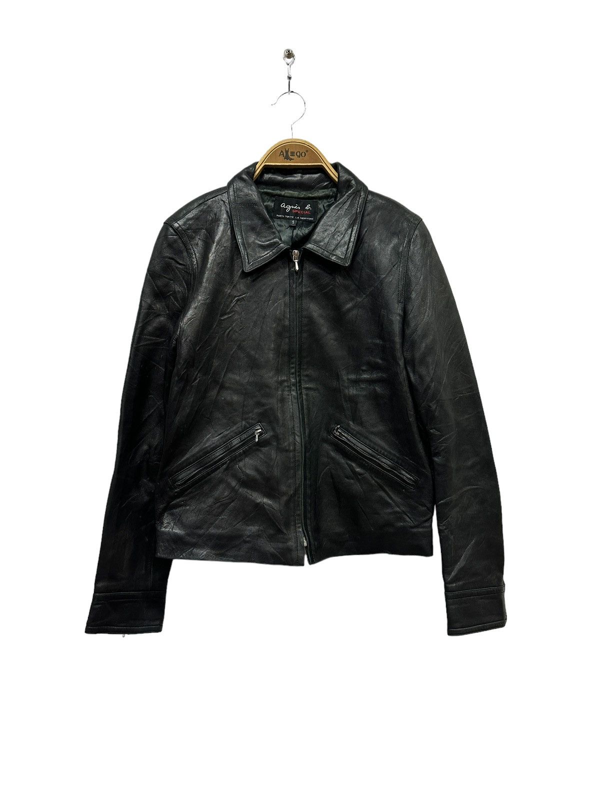 B Cardigan Lambskin Leather Agnes B Leather Jacket Brown Lambskin