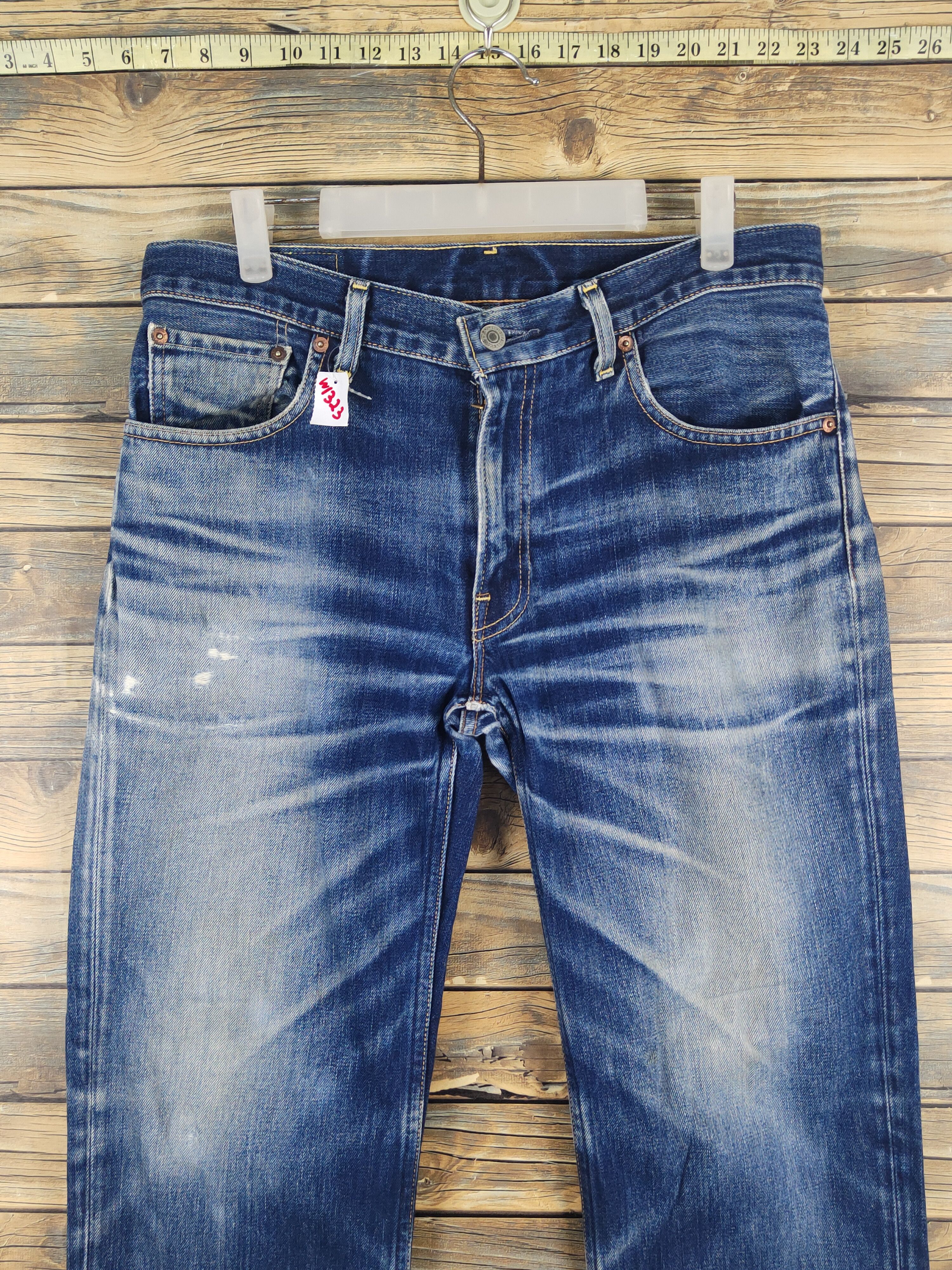 Levi's Vintage Levis 502 Redline Selvedge Faded Blue Jeans #W1323 Size US 33 - 2 Thumbnail