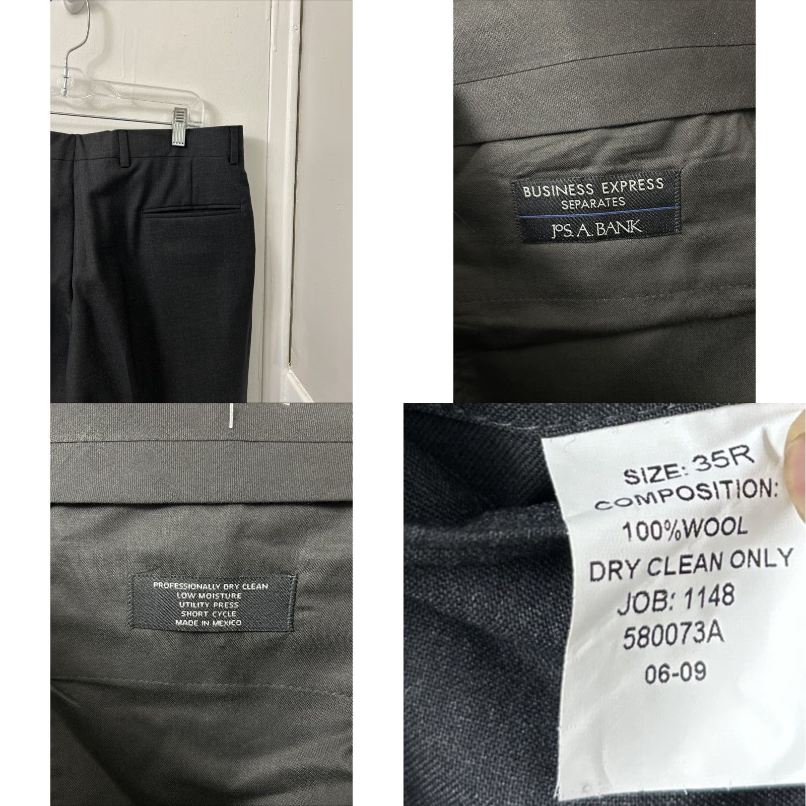 Jos. A. Bank VINTAGE? No. Jos A Bank Pants 35x37 Dark Gray Windsor 100% Wool Pleated YKK NWT Msrp Size US 35 - 8 Thumbnail