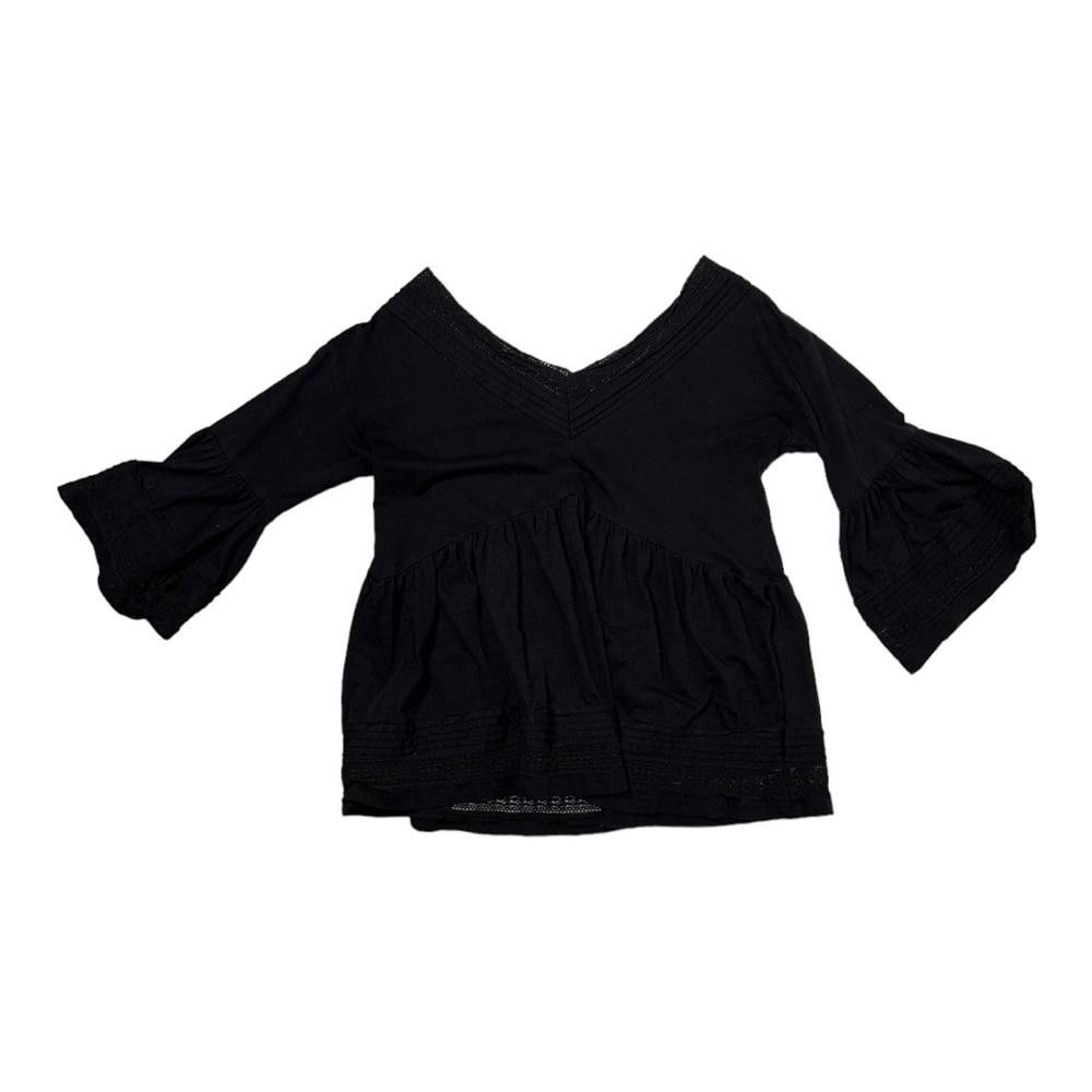 Designer Anthropologie l Bell Sleeve Lace Detail Blouse Size XS Size S / US 4 / IT 40 - 3 Thumbnail