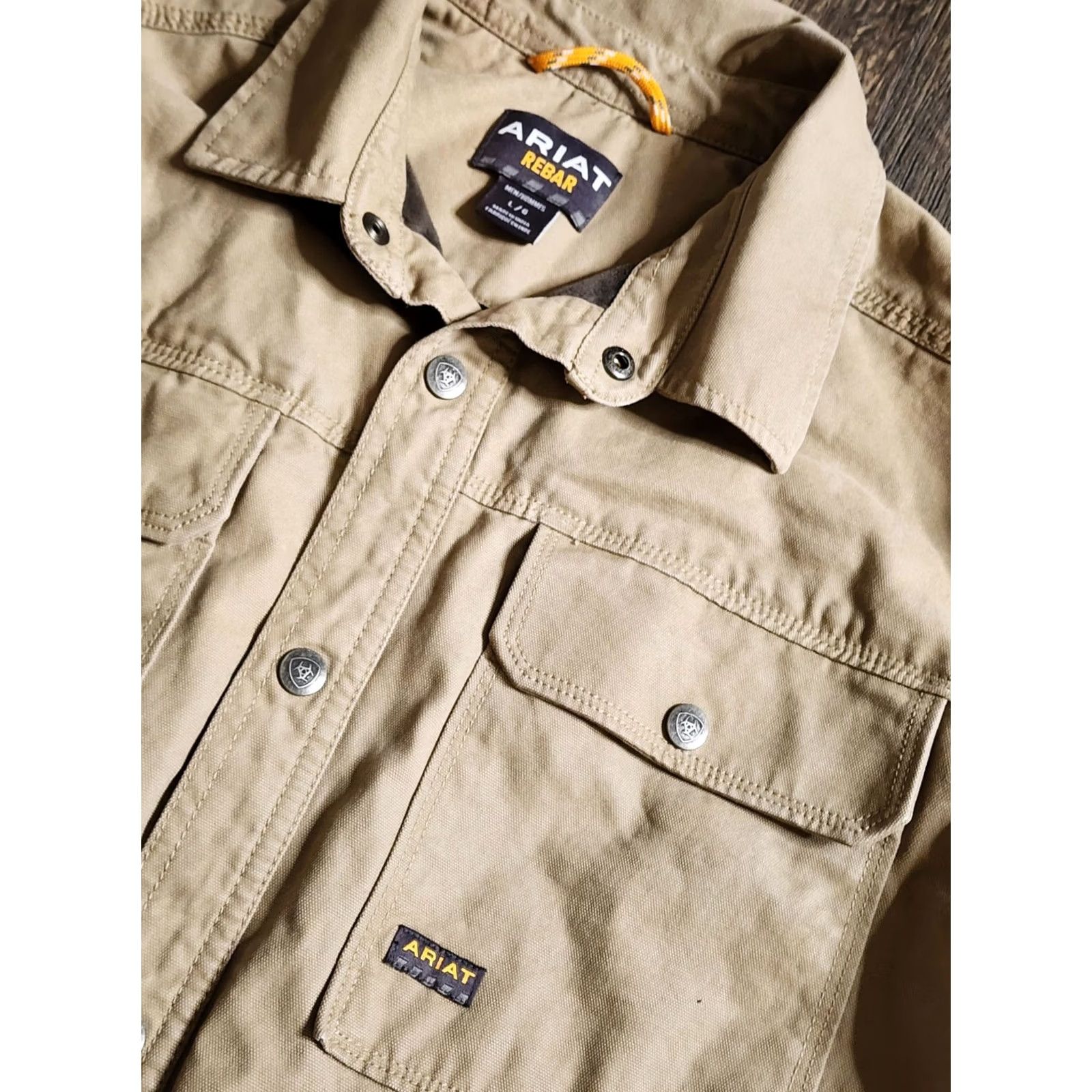 Ariat ARIAT Rebar Shirt Jacket Mens LARGE Canvas Fleece Lined Warmth Snap Front Size US L / EU 52-54 / 3 - 5 Thumbnail