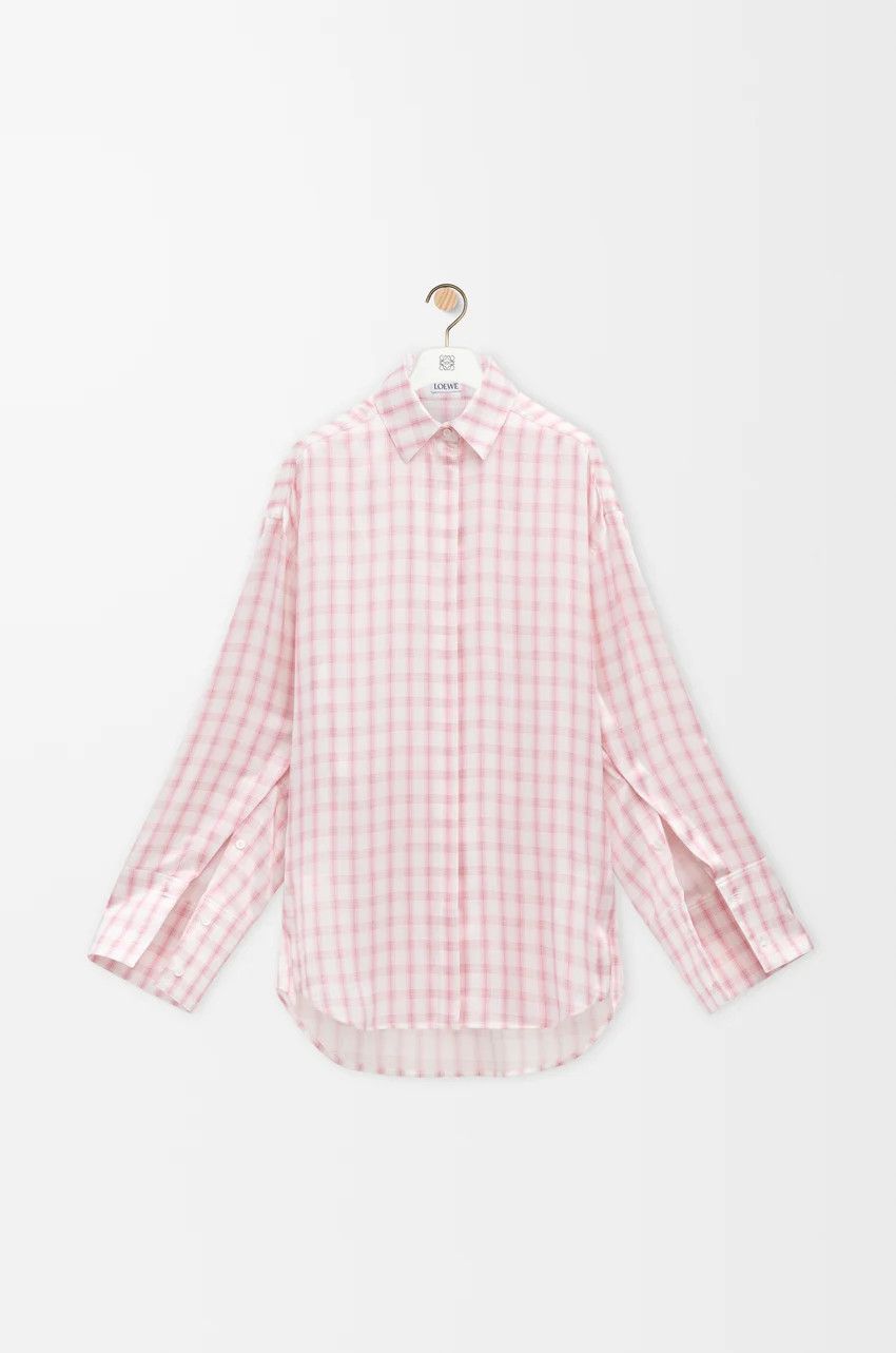 Loewe o1loc1c0525 Shirt in Silk in White/Pink Size M / US 6-8 / IT 42-44 - 1 Thumbnail
