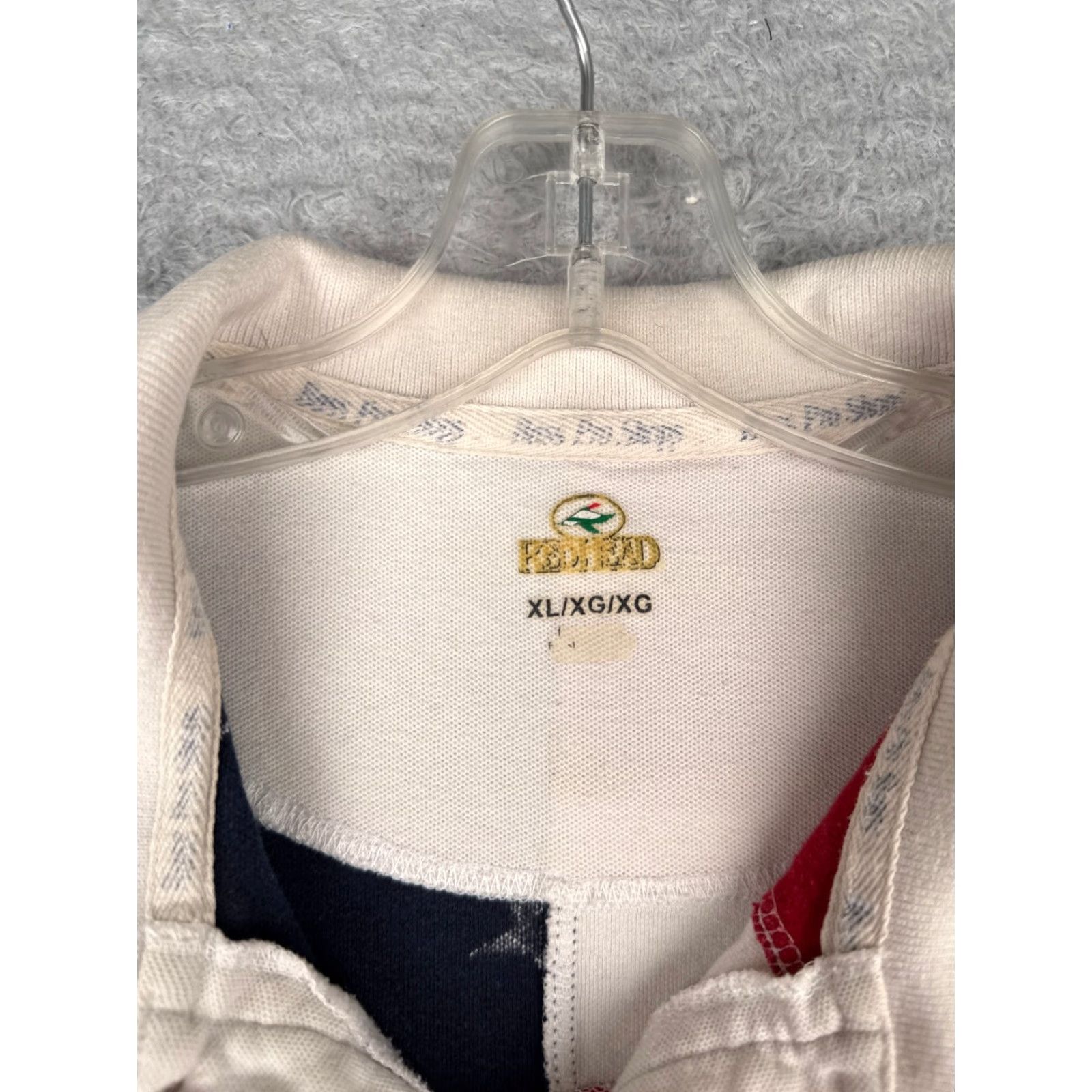 Vintage RedHead Shirt Polo Men XL 100% Cotton White Red White Blue Stripe Button Collar Short Sleeve 44 Chest Regular Fit American Flag Vintage: No Size US XL / EU 56 / 4 - 6 Thumbnail