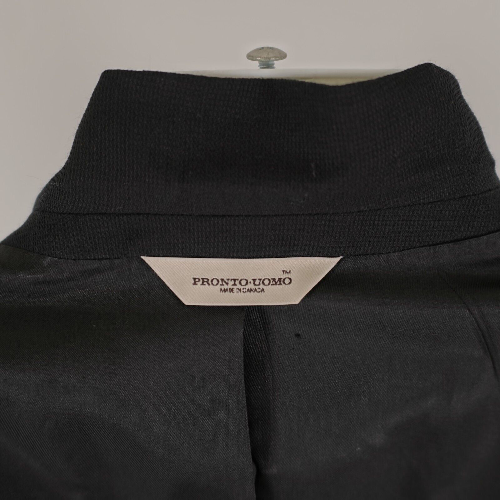 Pronto Uomo Pronto Uomo Thick Textured Worsted Wool Black 3 Gold Button Size 48L - 13 Thumbnail