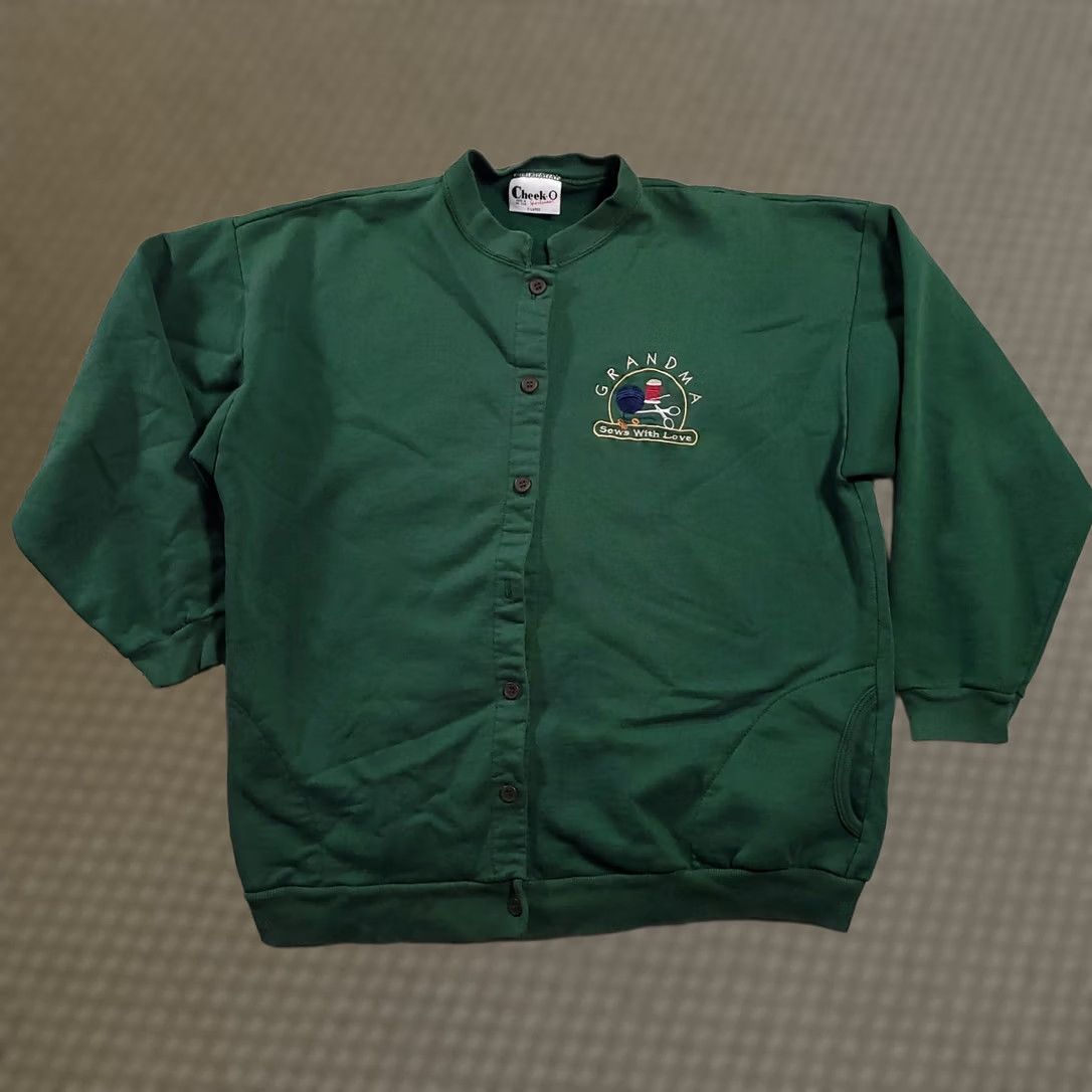 Vintage VINTAGE Cheek-O Sportswear Embroidered Grandma Sews With Love XL Green Button-Up Shirt Womens XXL? Size XL / US 12-14 / IT 48-50 - 1 Thumbnail
