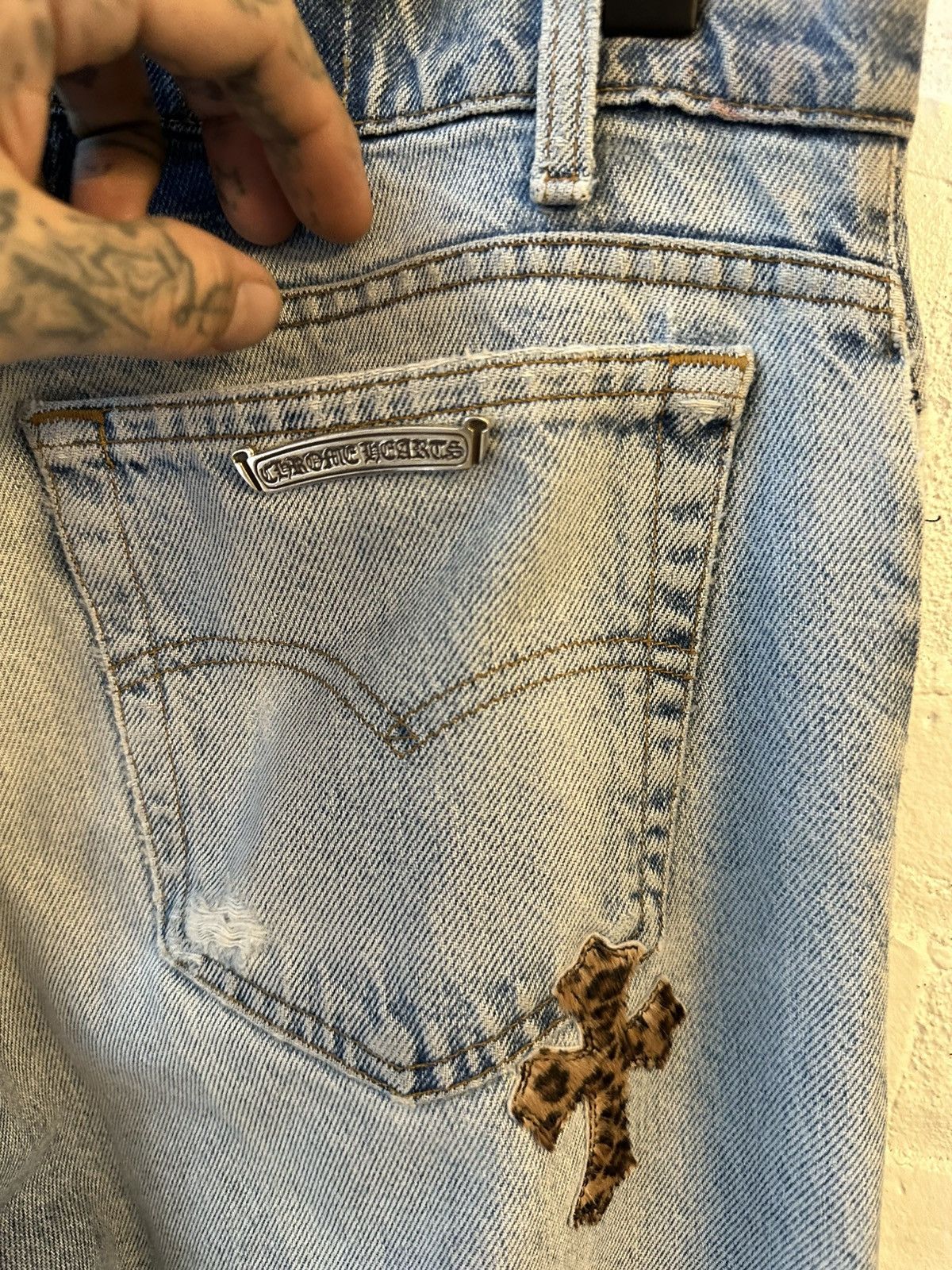 Chrome Hearts Chrome Hearts Chetah Leopard levi cross patch jeans blue Size US 34 / EU 50 - 8 Thumbnail