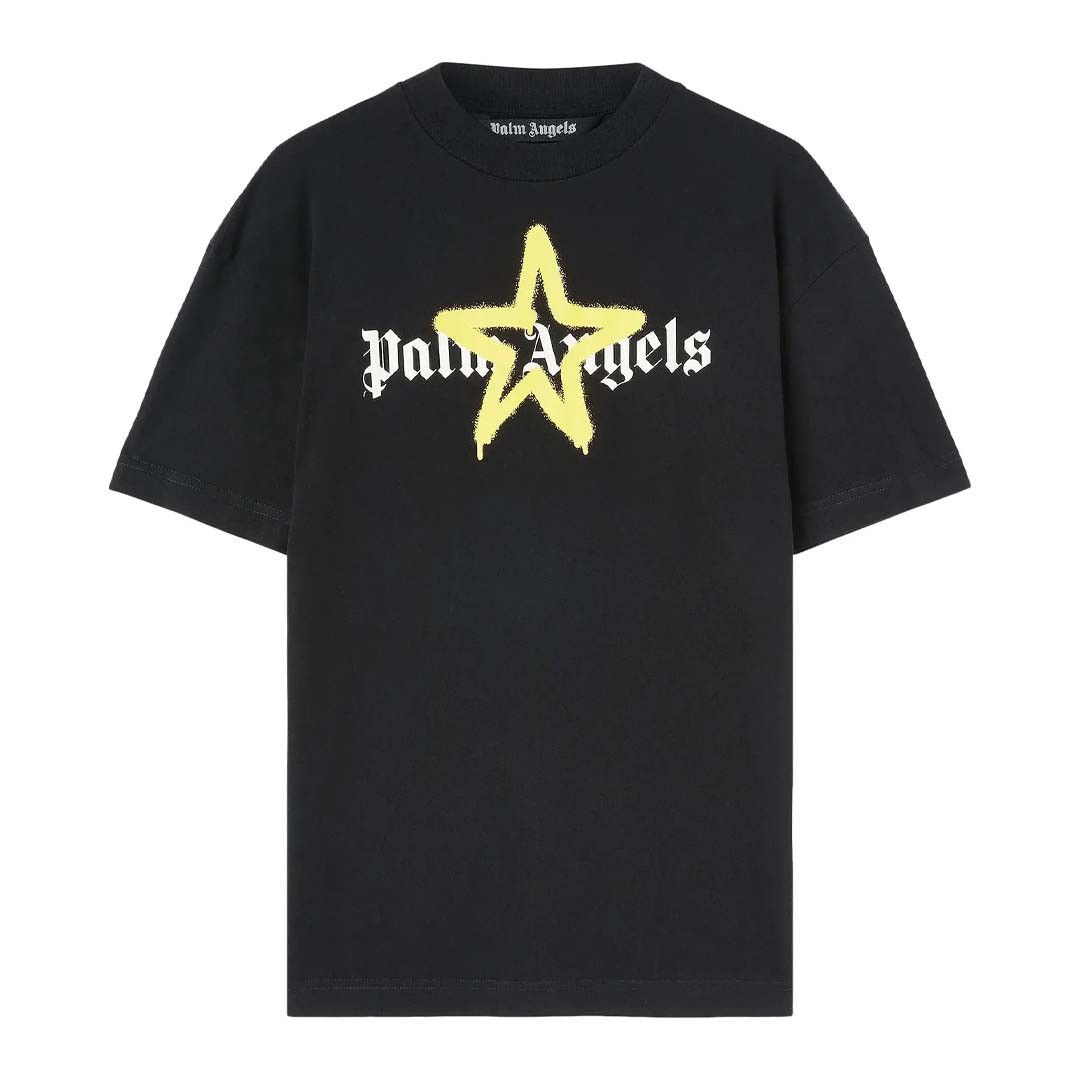Palm Angels Yellow Star Sprayed Tee Black Size US M / EU 48-50 / 2 - 1 Preview