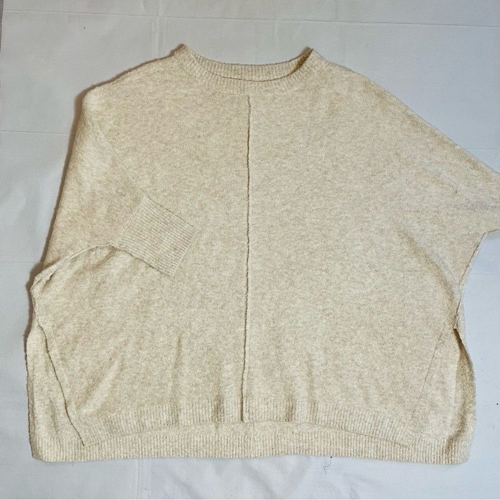 Lou & Grey New Lou & Grey Dolman Sleeve Poncho Textured Knit Beige Swe Size S / US 4 / IT 40 - 6 Thumbnail