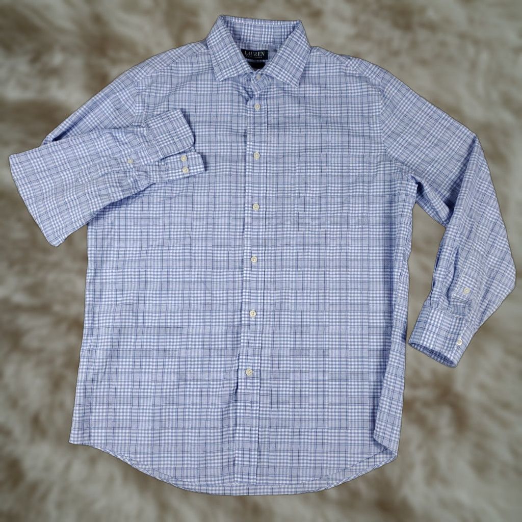 Ralph Lauren Ralph Lauren Shirt Mens Large Blue Plaid Regular Fit Button-Up Long Sleeve Size US L / EU 52-54 / 3 - 1 Thumbnail