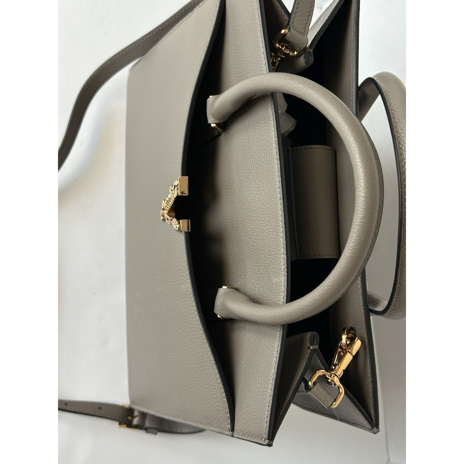 Versace Versace Virtus Grainy Leather Grey Large Bag 1005961 Size ONE SIZE - 13 Thumbnail
