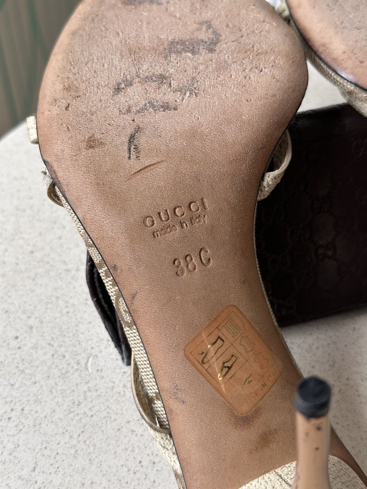Gucci GUCCI Monogram Beige Kitten Heels Sandals Size 38,5/ 8,5 Size US 8 / IT 38 - 14 Thumbnail