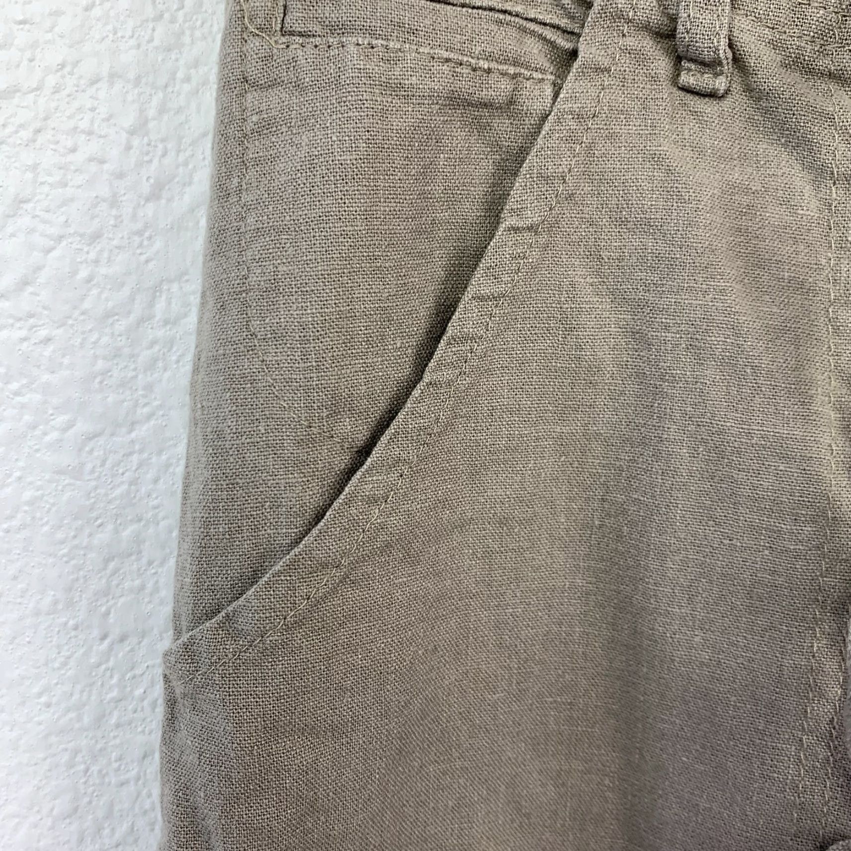 Vintage Just Living Women's XS Khaki Linen Blend Wide Leg Drawstring Elastic Waist Pants Size 26" / US 2 / IT 38 - 3 Thumbnail