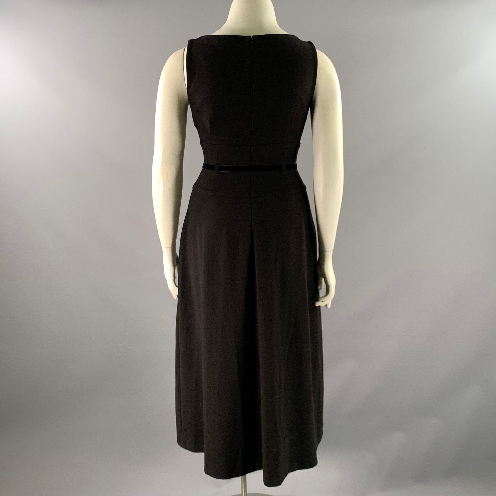 Donna Karan DONNA KARAN Size 6 Black Poly Blend Sheath Mid-Calf Dress Size M / US 6-8 / IT 42-44 - 4 Thumbnail