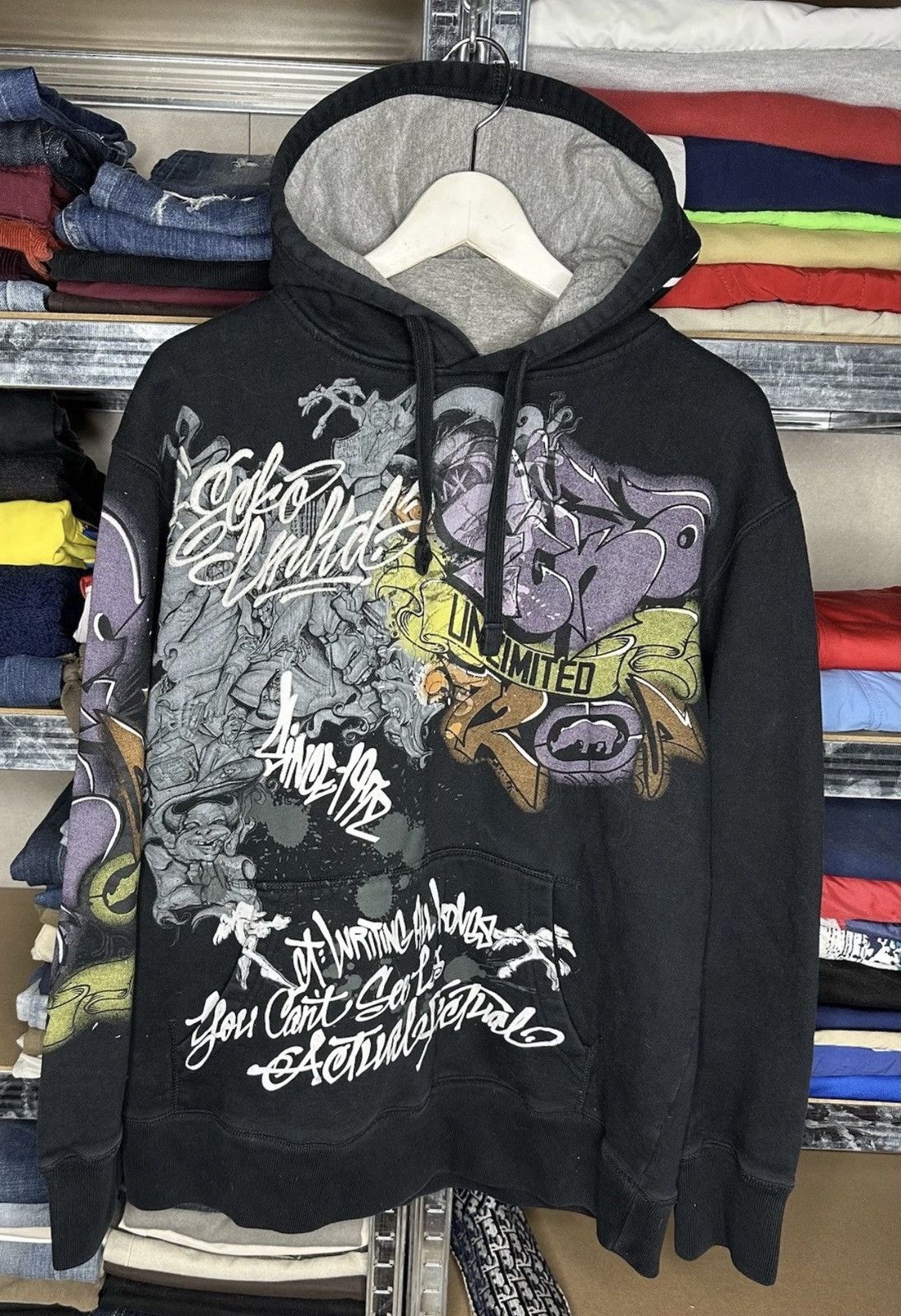 Ecko Unltd. Vintage Ecko Unltd Hoodie XL Graffiti All Over Print Hip Hop Size US XL / EU 56 / 4 - 1 Thumbnail