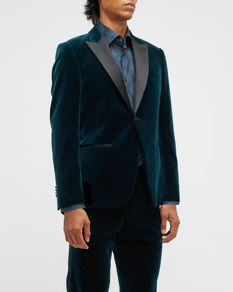 Hugo Boss Hugo Boss Green Velvet Slim Fit Tuxedo Blazer Jacket Size US S / EU 44-46 / 1 - 1 Thumbnail