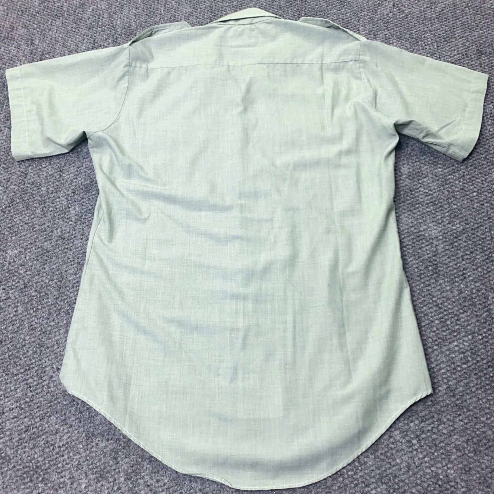 Vintage VTG Creighton Shirt Mens Button-Up Short Sleeve Collared Spread 60s 70s Green Cotton Polyester Regular Size US M / EU 48-50 / 2 - 5 Thumbnail