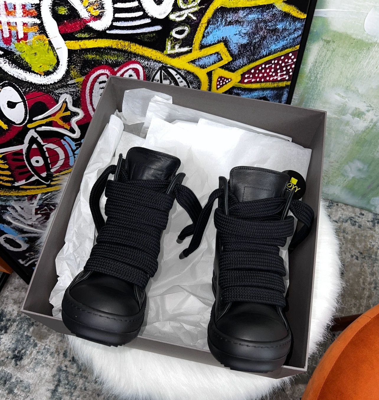 image of Rick Owens Jumbo Lace Sneakers in Black, Men's (Size 11)