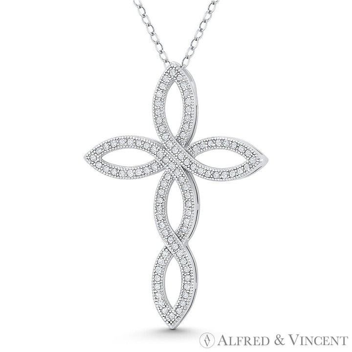 Other Loop Cross CZ Crystal Pave Pendant in .925 Sterling Silver Size ONE SIZE - 1 Preview