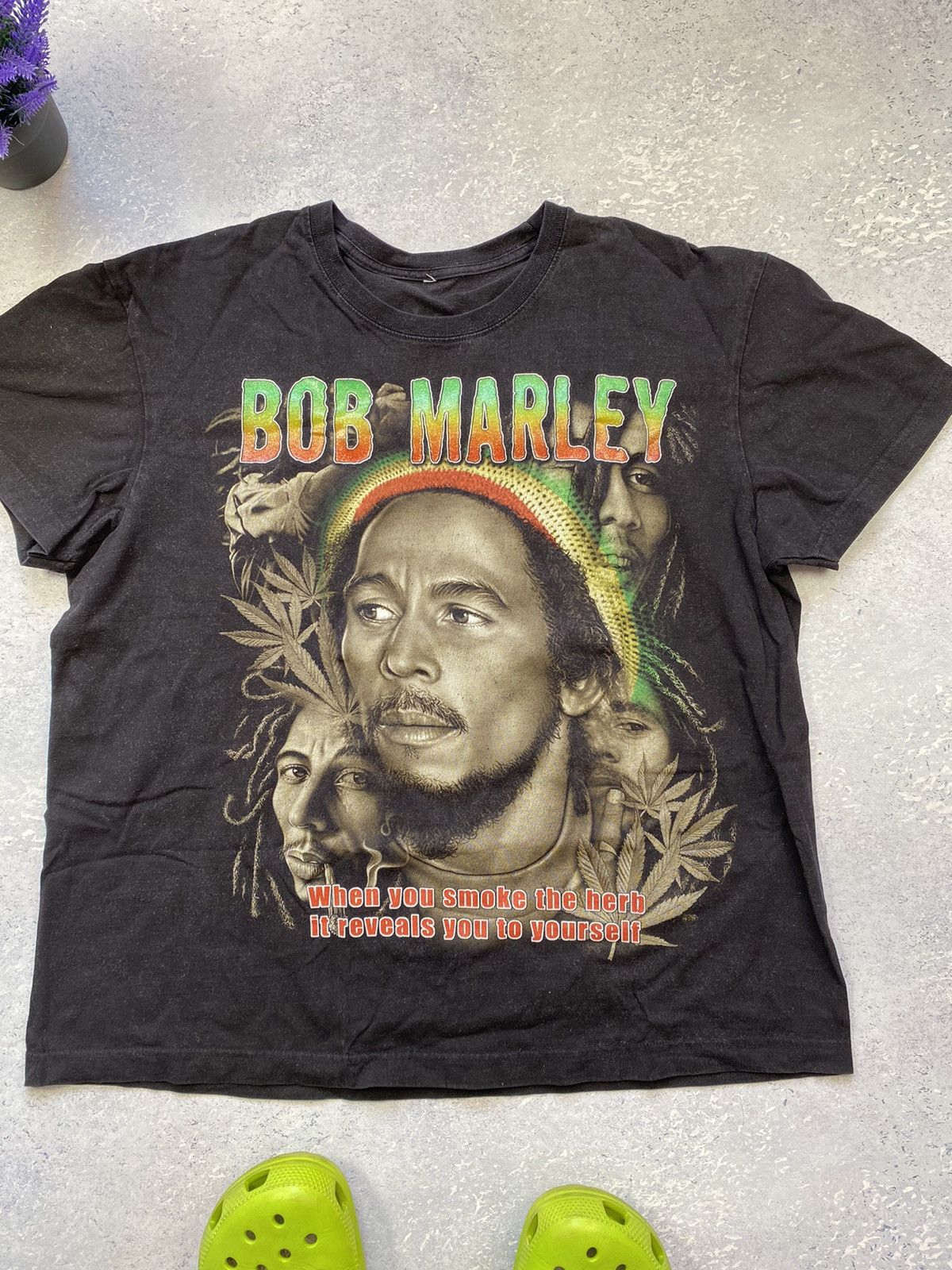 Bob Marley × Designer × Vintage Vintage Bob Marley Men’s Black T-shirt With Big Logo Medium Size US M / EU 48-50 / 2 - 3 Thumbnail