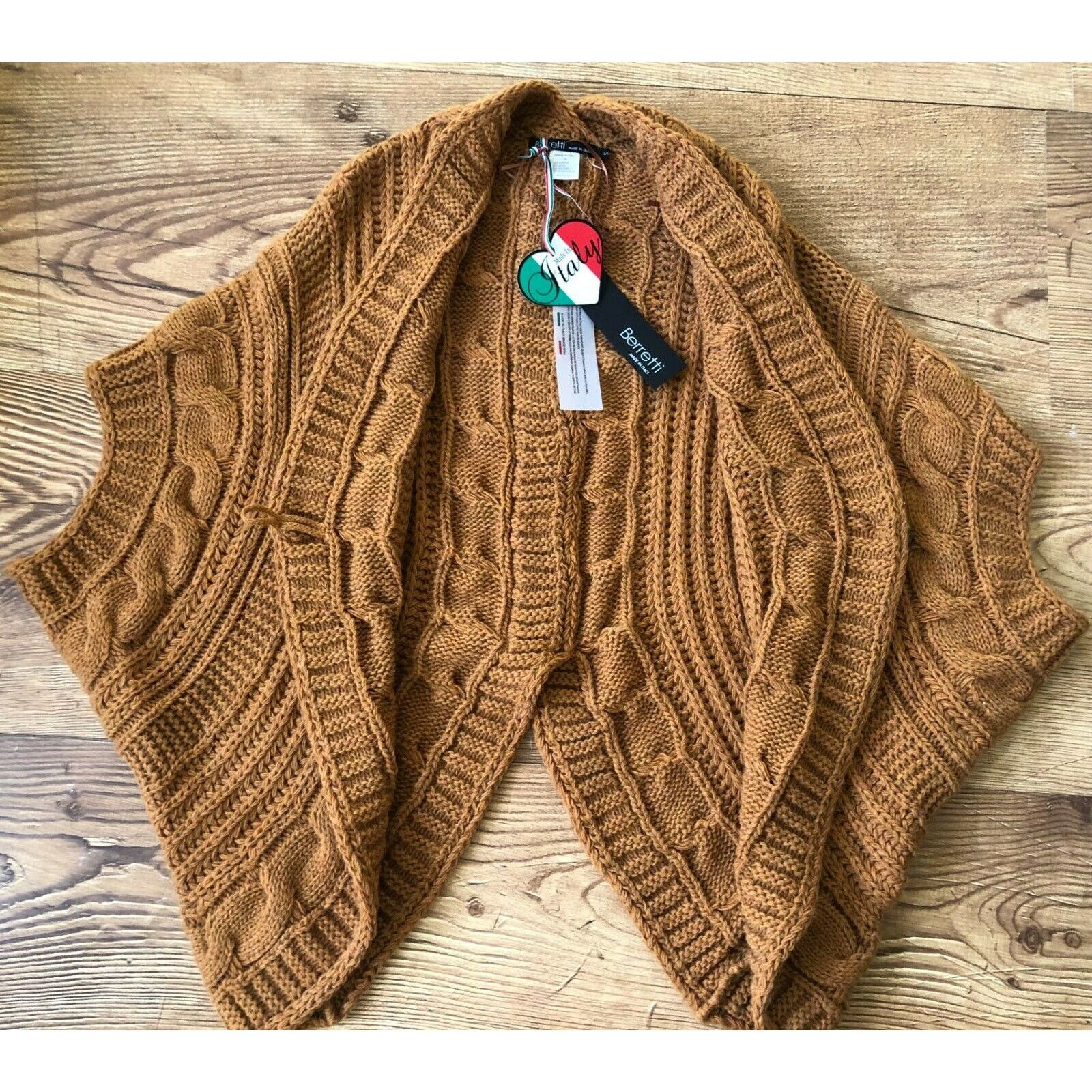 Barrett Berretti Women's Made in Italy Cable Knit Wool Poncho Size S ...