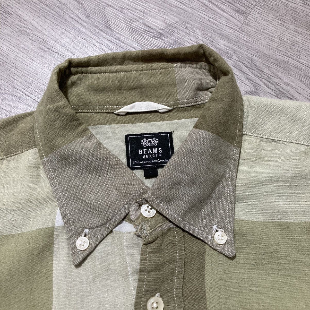 Beams Plus 2000s Beams Heart Brick Block Motif Shirt Button Up Size US L / EU 52-54 / 3 - 11 Thumbnail