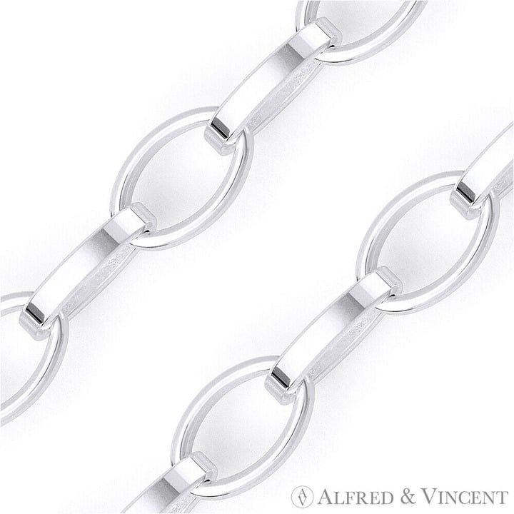 Romy Link Oval Cable Necklace in .925 Italy Sterling Silver