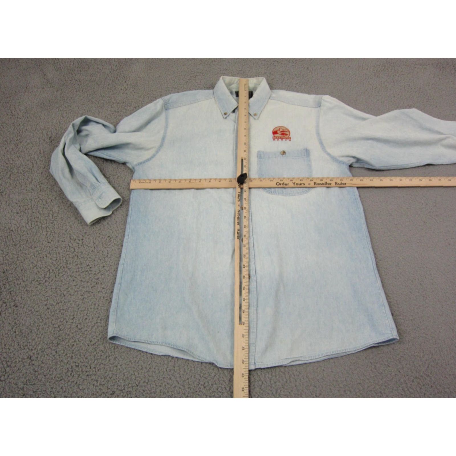 Vintage VINTAGE Coosa County Denim Button-Up Shirt Mens Adult M 90s Blue Denim Cotton Long Sleeve Pockets Made in USA Size US M / EU 48-50 / 2 - 7 Thumbnail