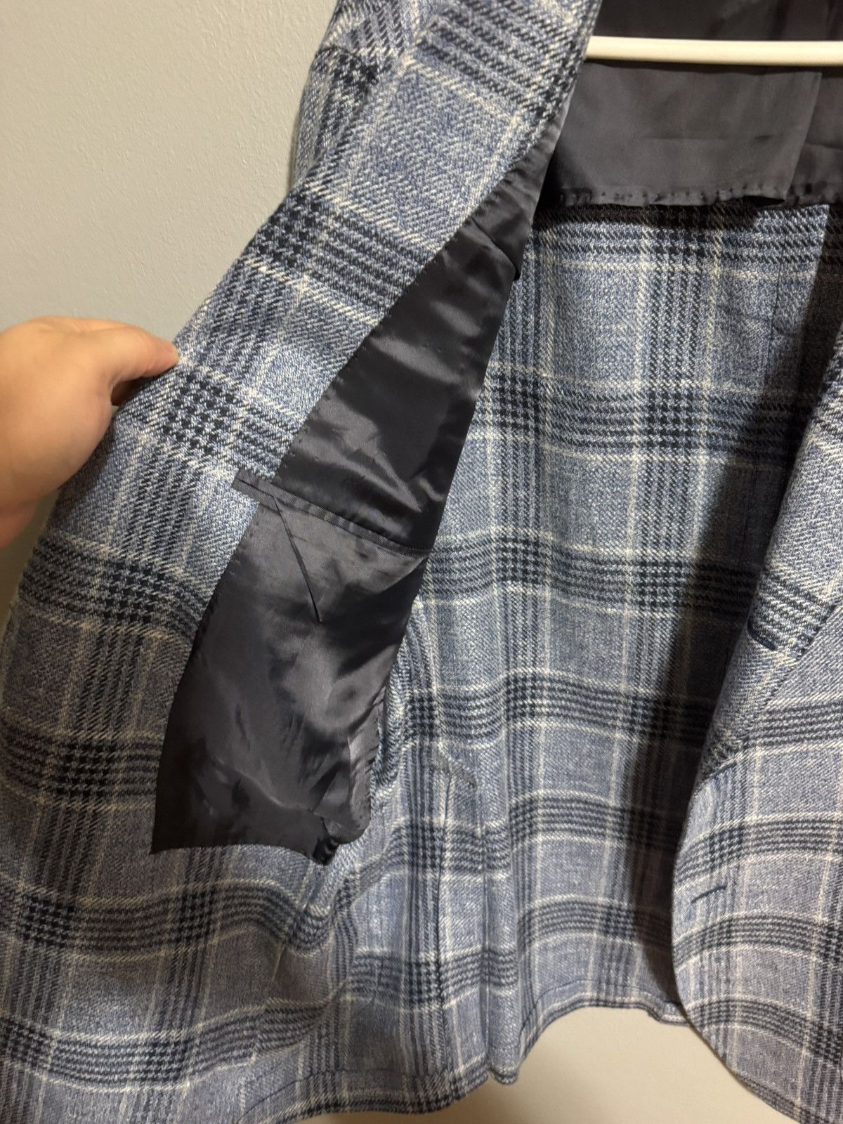 Ring Jacket Tito Alegretto Napoli Blue Plaid Check Blazer EU 52 Size 40R - 3 Thumbnail