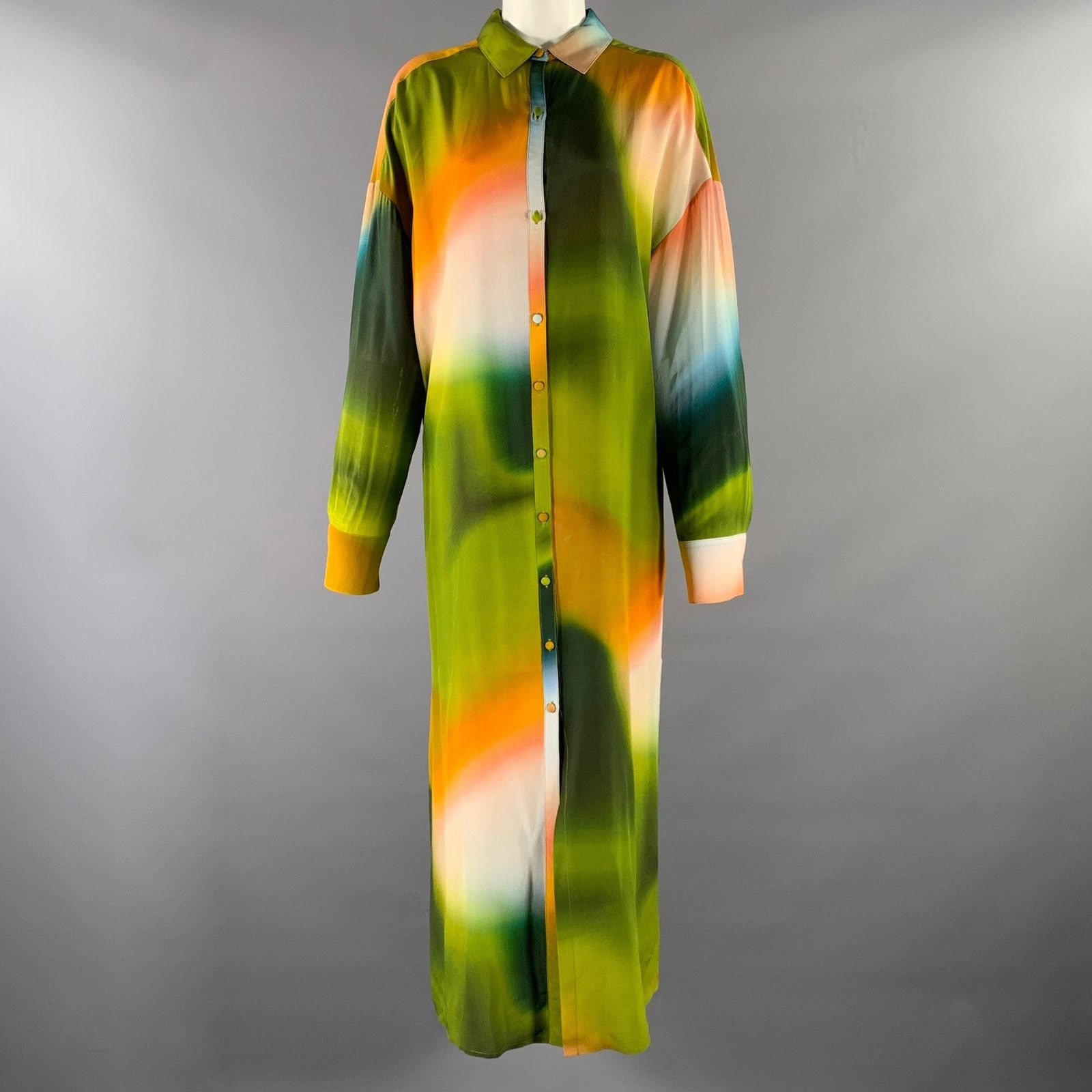 Marie Oliver MARIE OLIVER Size S Olive Orange White Silk Tunic Dress Size S / US 4 / IT 40 - 1 Thumbnail