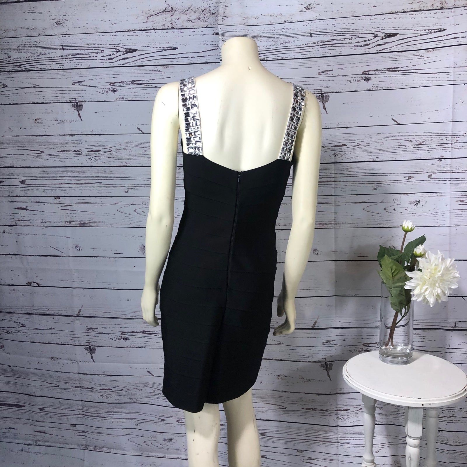 Other Carmen Marc Valvo Gemstones Metallic Black Bandage Dress s Size S / US 4 / IT 40 - 8 Thumbnail