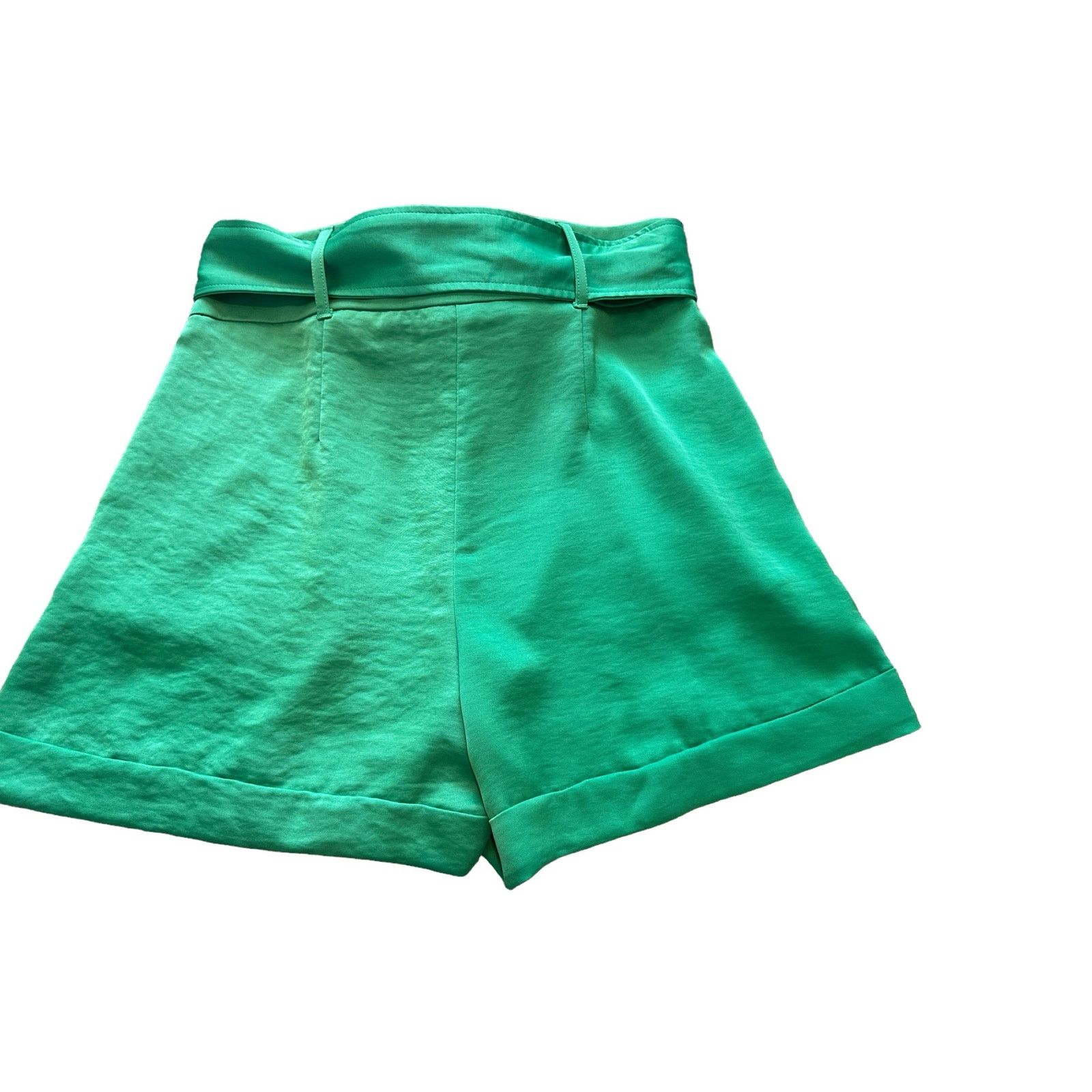 Express Express Womens 4 Shortie Super High Rise Green Belted Shorts Size 27" / US 4 / IT 40 - 8 Thumbnail