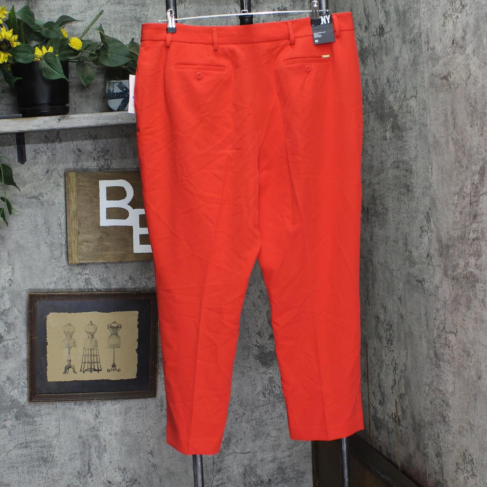 DKNY Nwt Dkny Womens Pleated Ankle Pants Ub4px100 Flame Red 18 Size 40" / US 18 - 2 Thumbnail